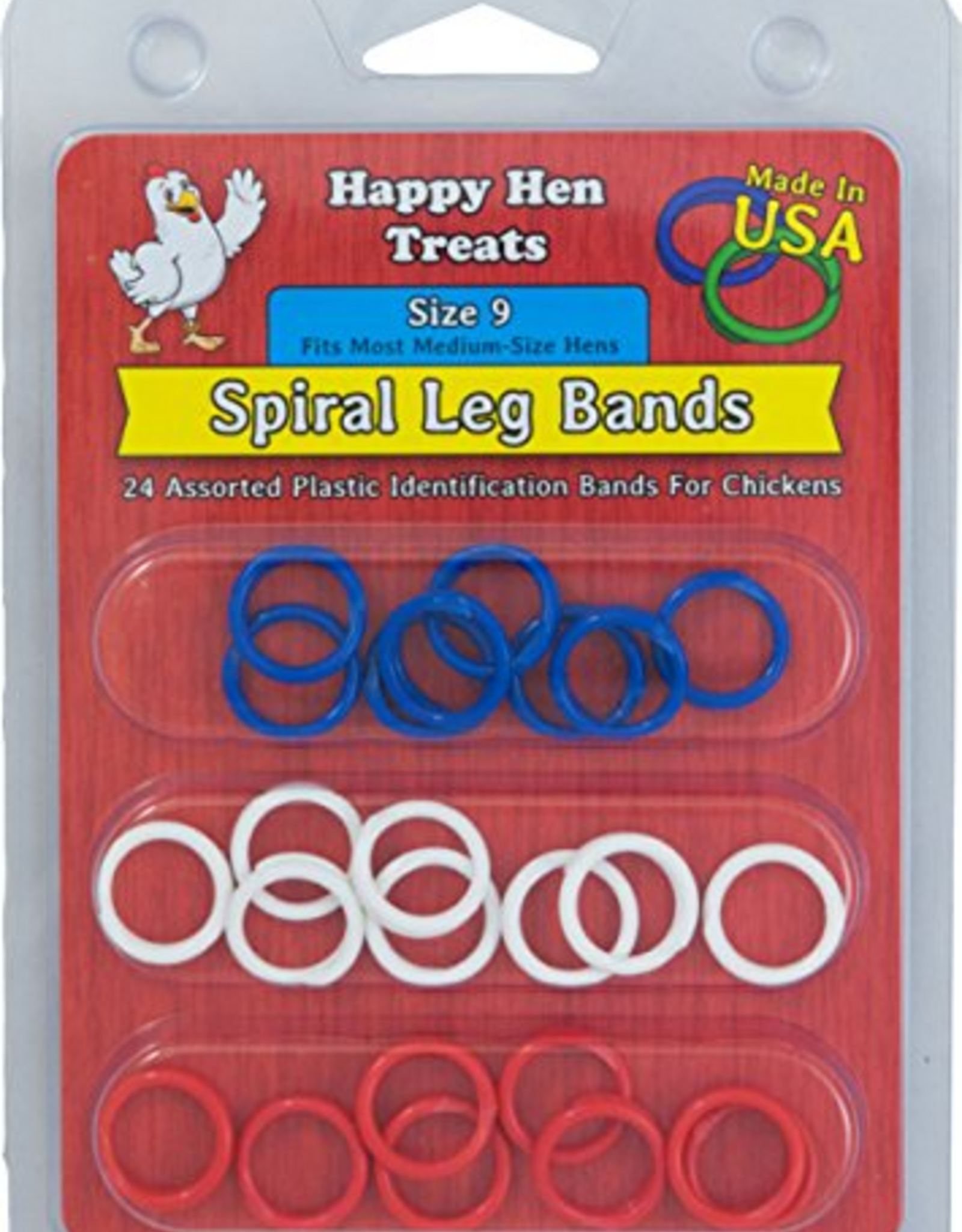 Durvet POULTRY SPIRAL LEG BANDS ASSORTED SIZE 9/24 PACK