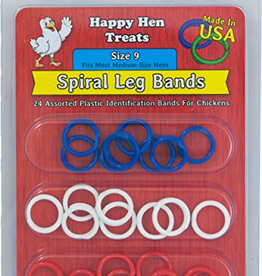 Durvet POULTRY SPIRAL LEG BANDS ASSORTED SIZE 9/24 PACK