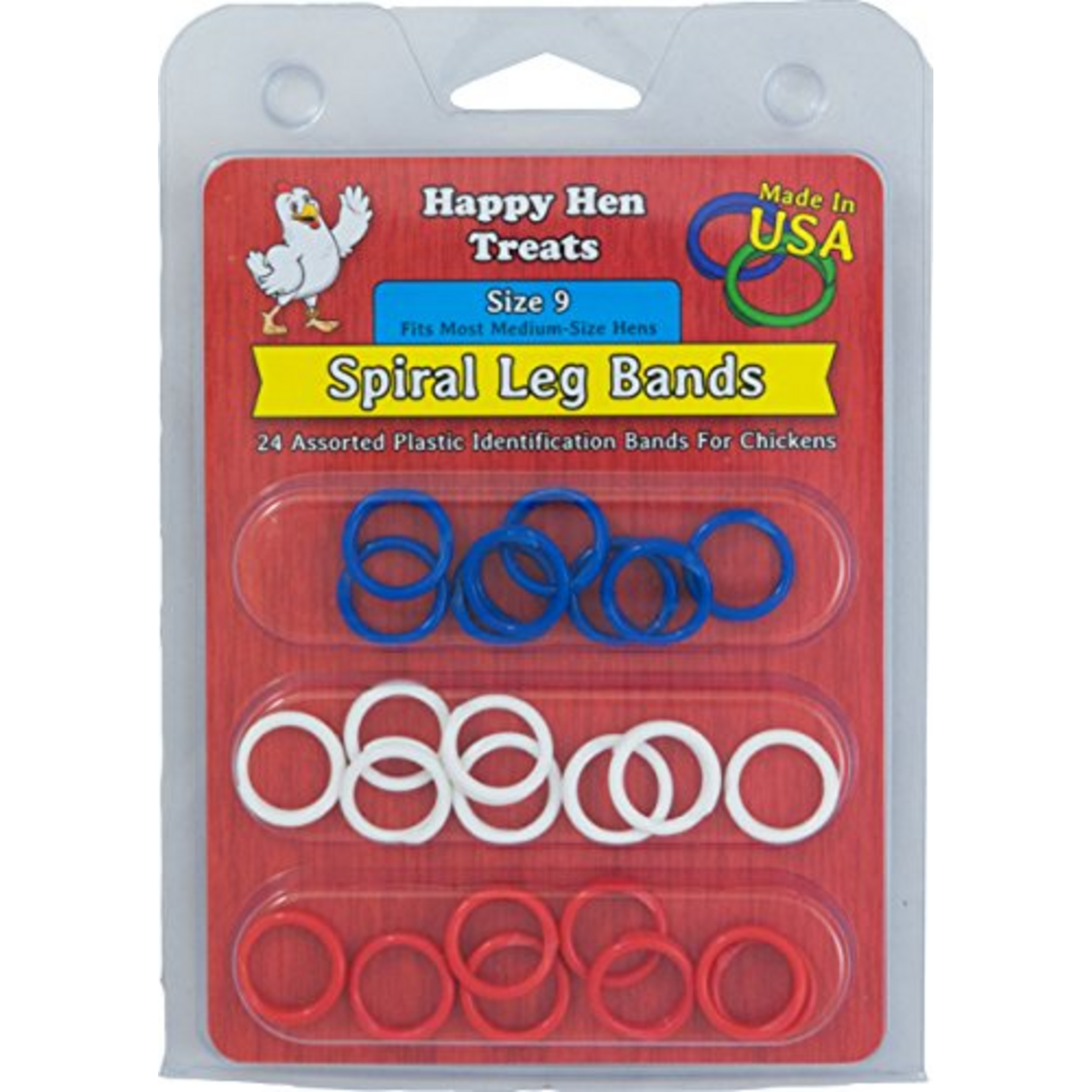 Durvet POULTRY SPIRAL LEG BANDS ASSORTED SIZE 9/24 PACK