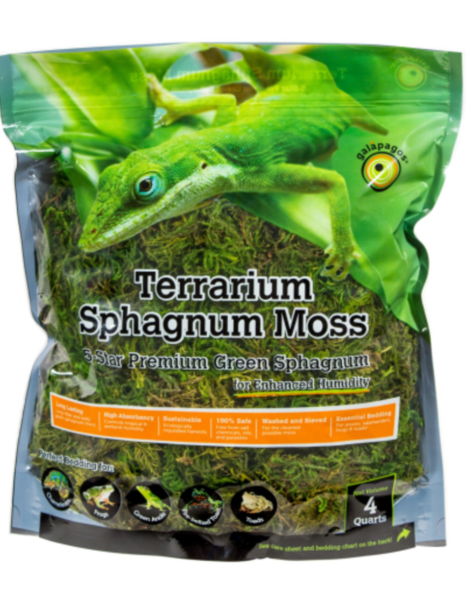 Galapagos Galapagos Terrarium Sphagnum Green Moss  4qt Stand-up Pouch Reptile