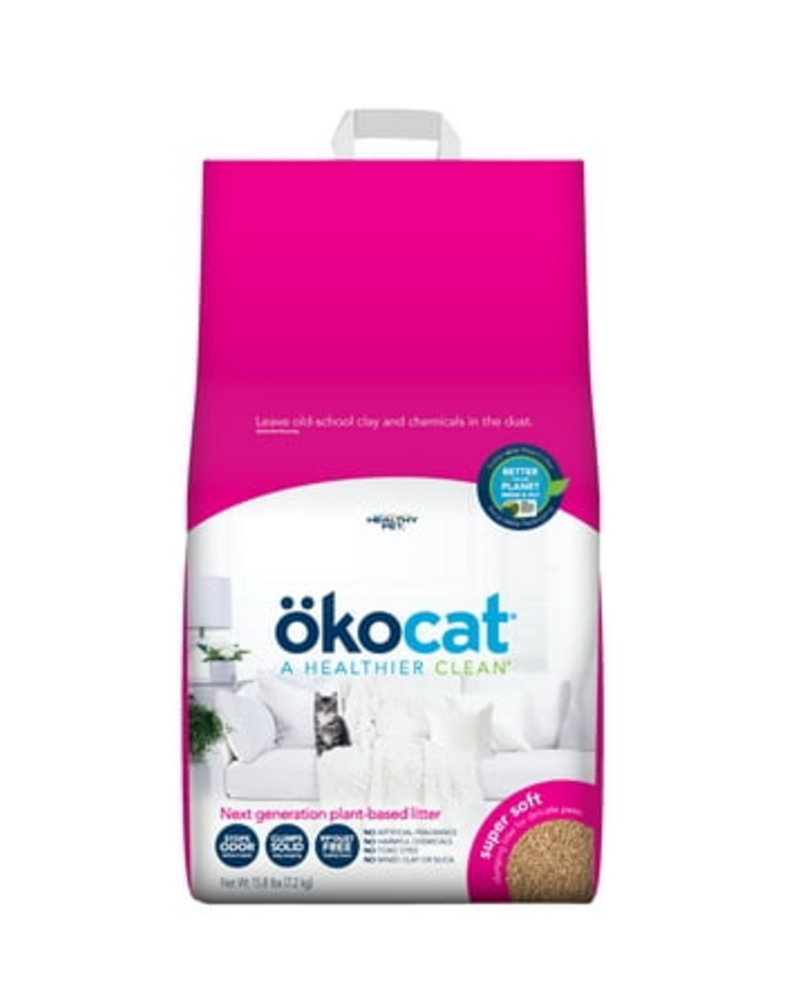 Okocat Super Soft Clumping Wood Cat Litter, 15.8 Lbs.