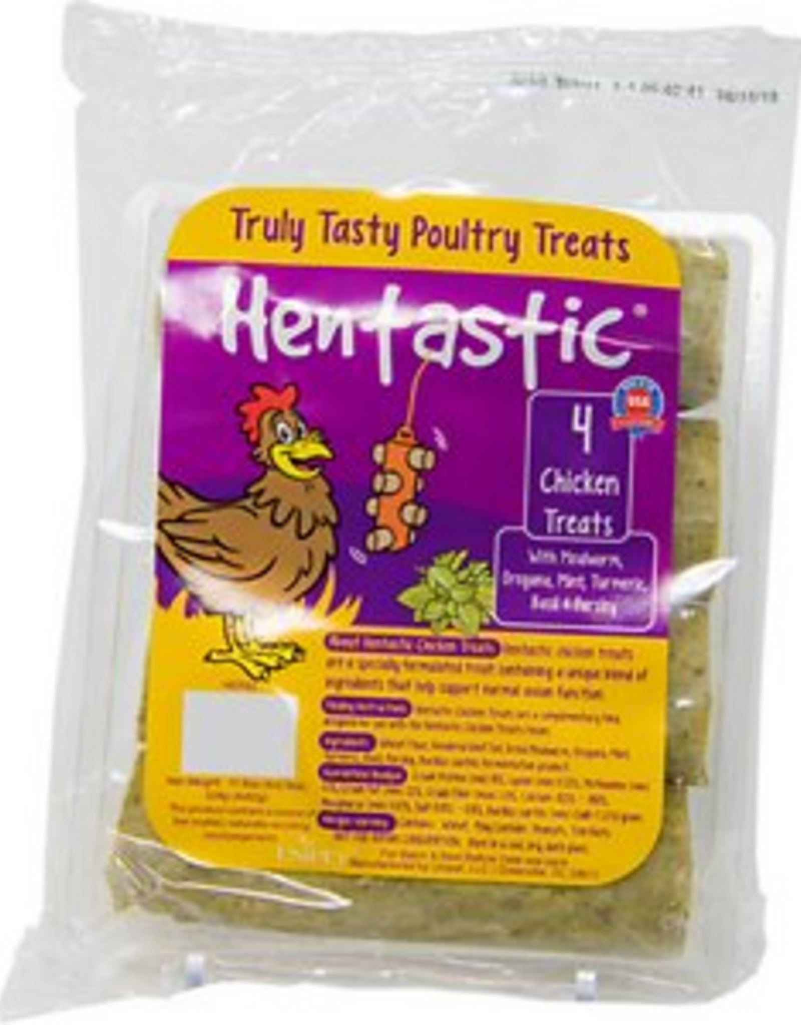 Unipet Hentastic Mealworm, Mint, Oregano, Basil, Parsley, Turmeric, & Probiotics Chicken Treats, 4 Count