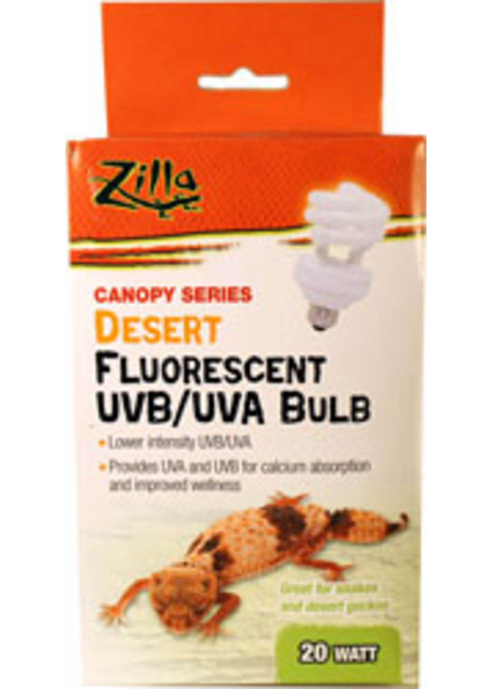 Zilla Zilla Canopy Series Fluorescent UVB/UVA Bulbs Desert - 20 Watt