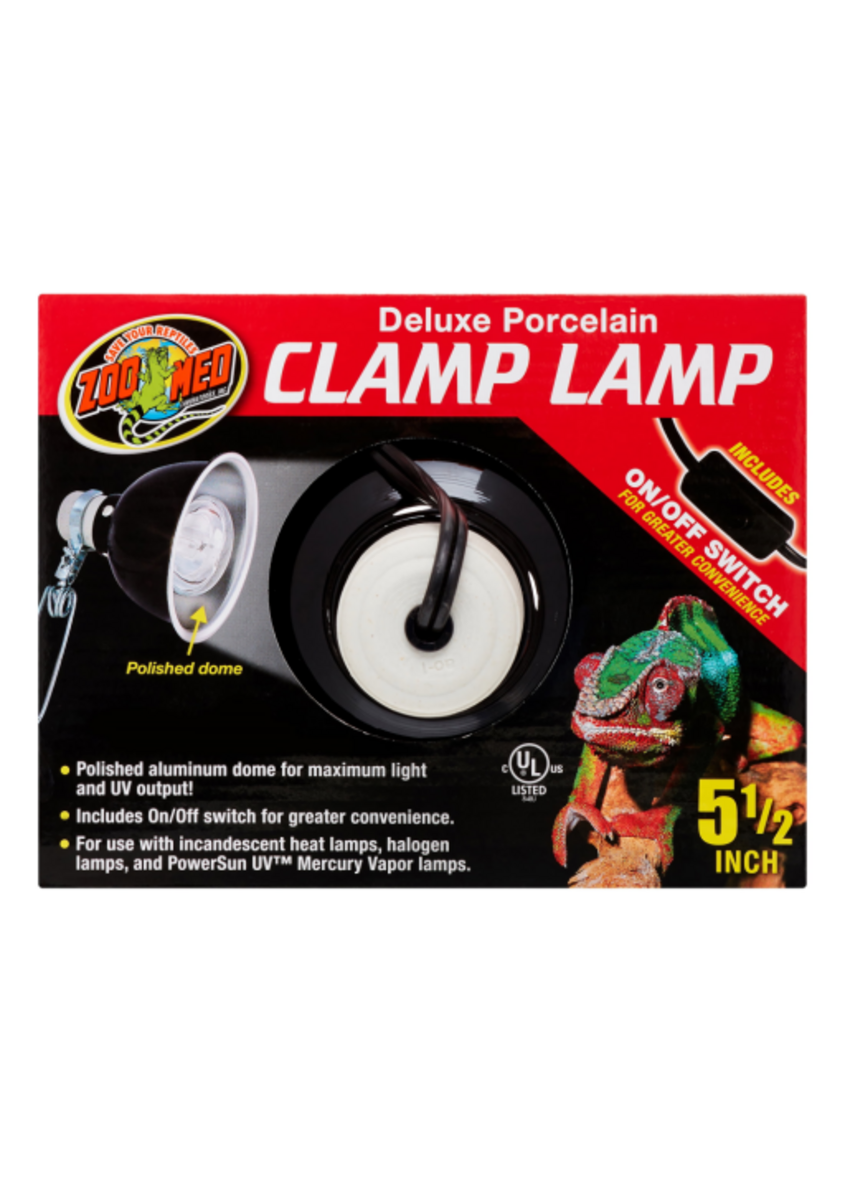 Zoo Med Zoo Med Deluxe Porcelain Clamp Lamp - 5.5 in, 100 Watt