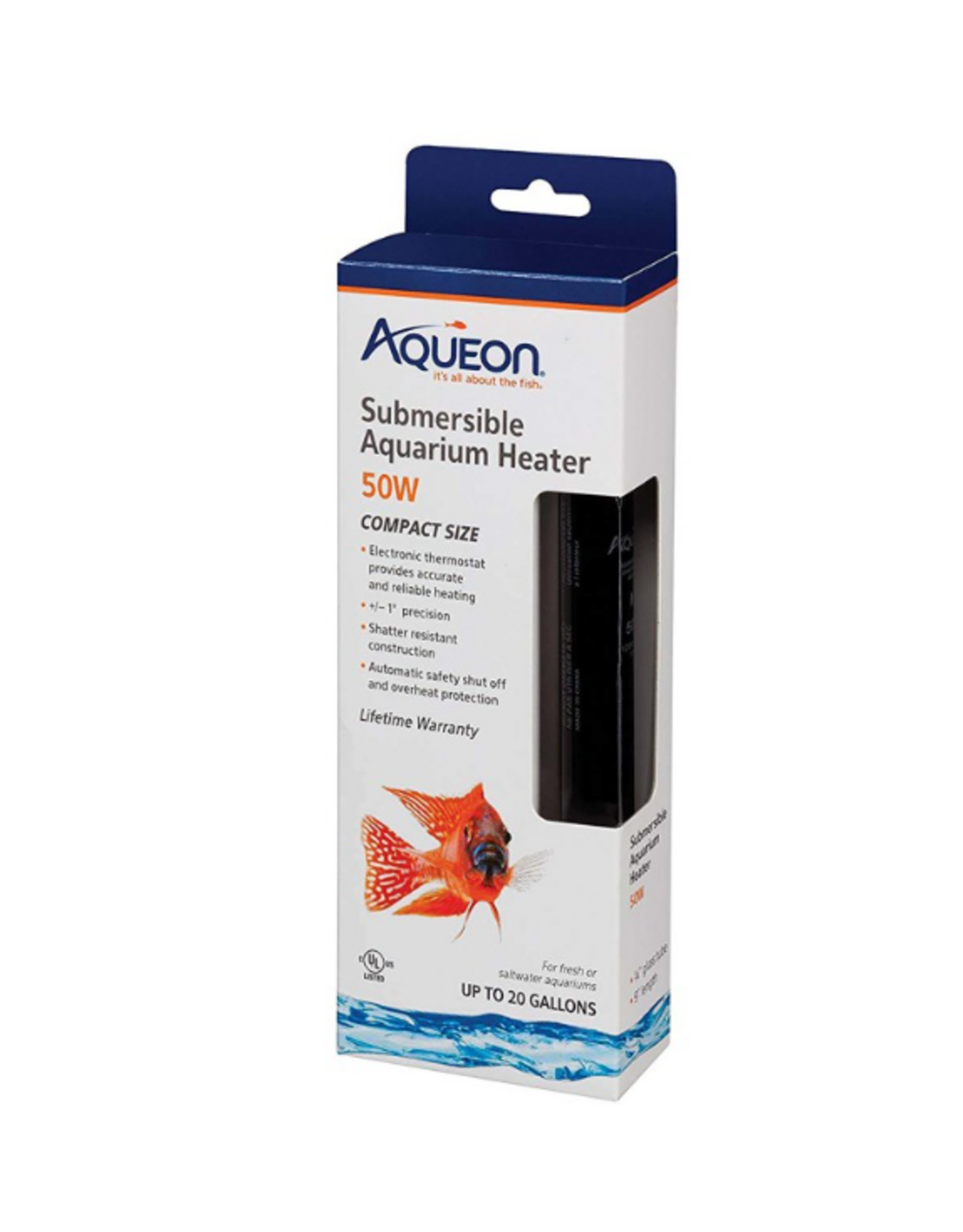 Aqueon Aqueon Submersible Aquarium Heater  50 Watts  Up to 20 Gallons