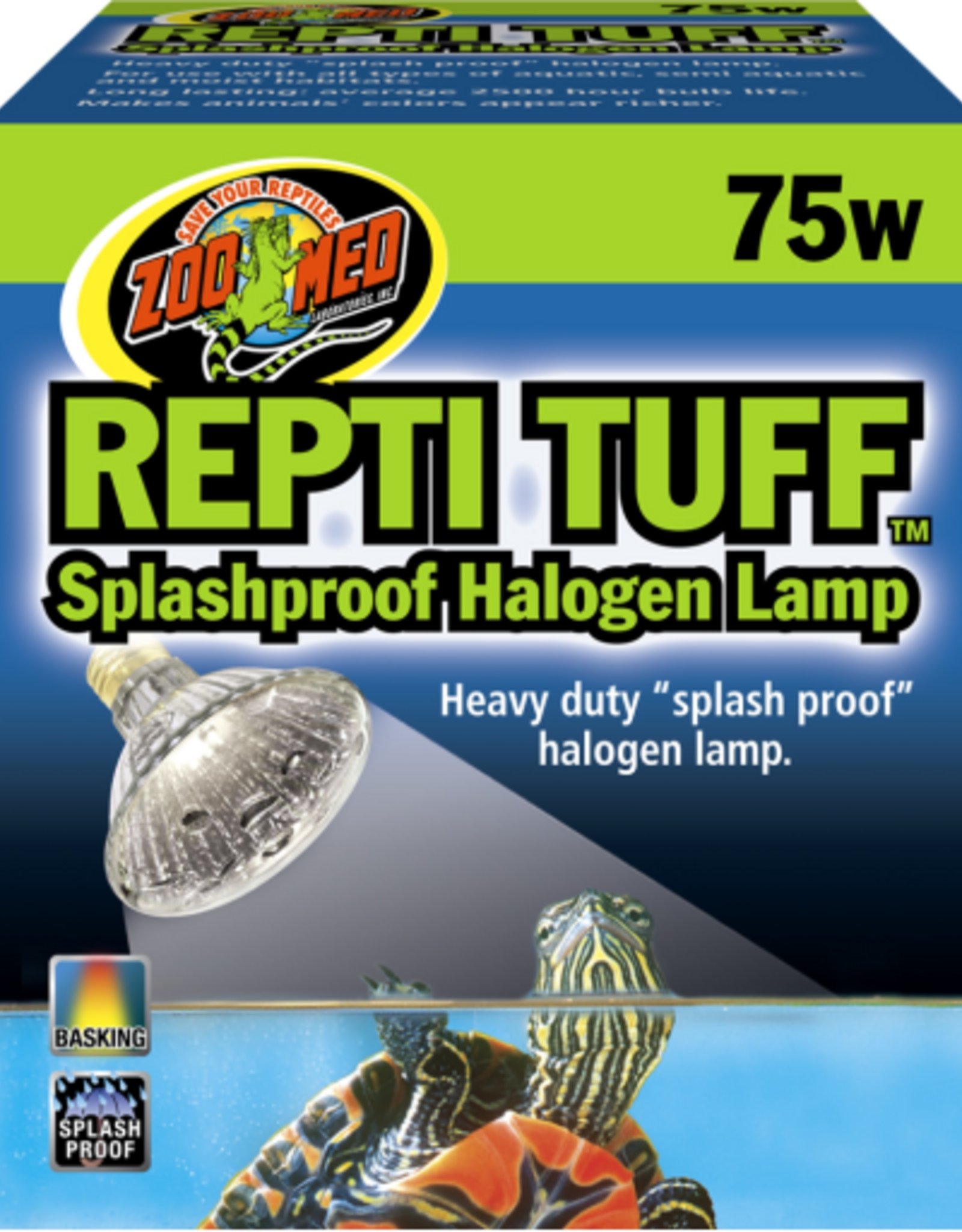 Zoo Med Zoo Med Repti Turtle Tuff Splashproof Halogen Lamp  75W Heavy Duty Basking Lamp