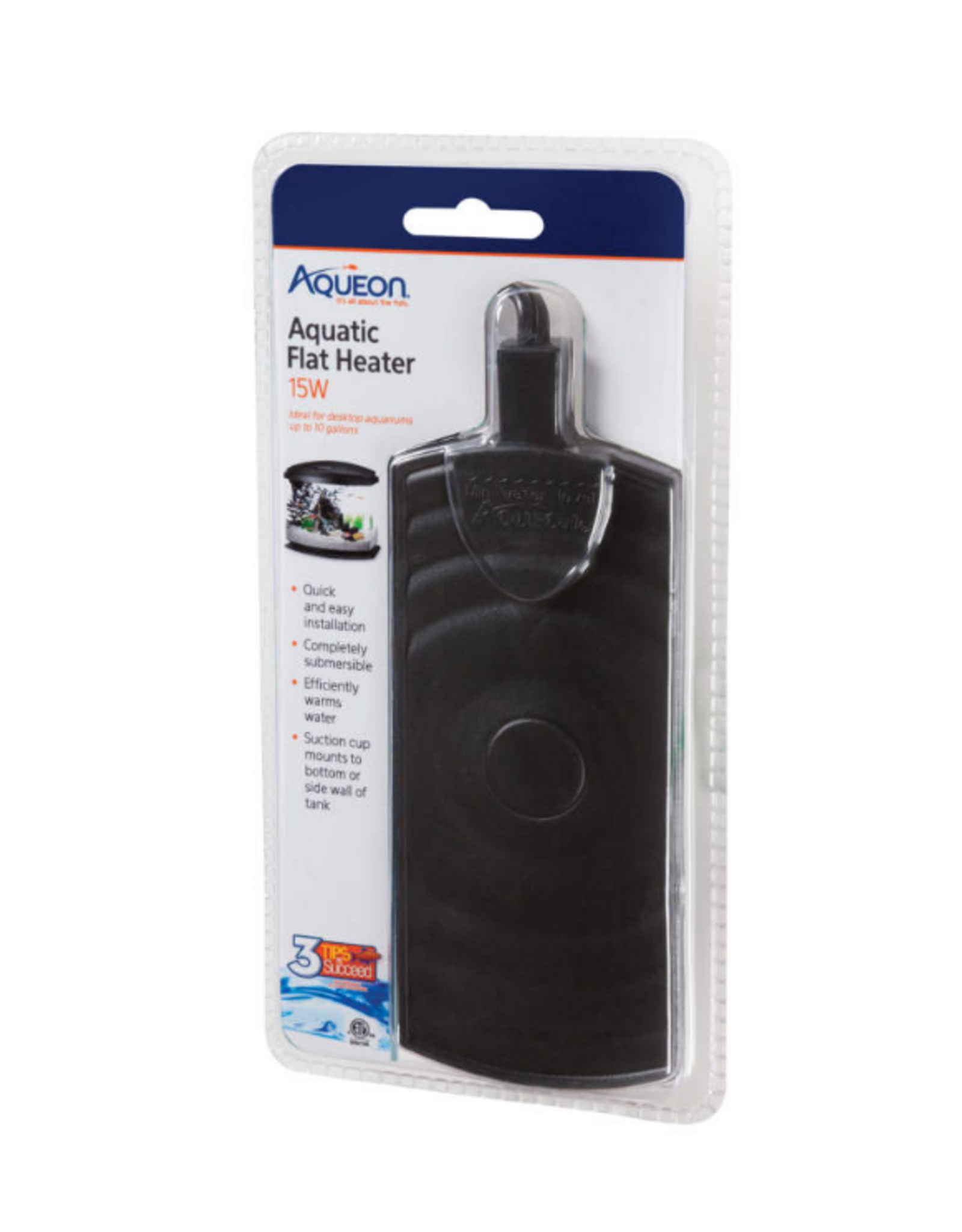Aqueon Aqueon Submersible Aquatic Flat Heater  Up to 10 Gallons  Black  15 Watts