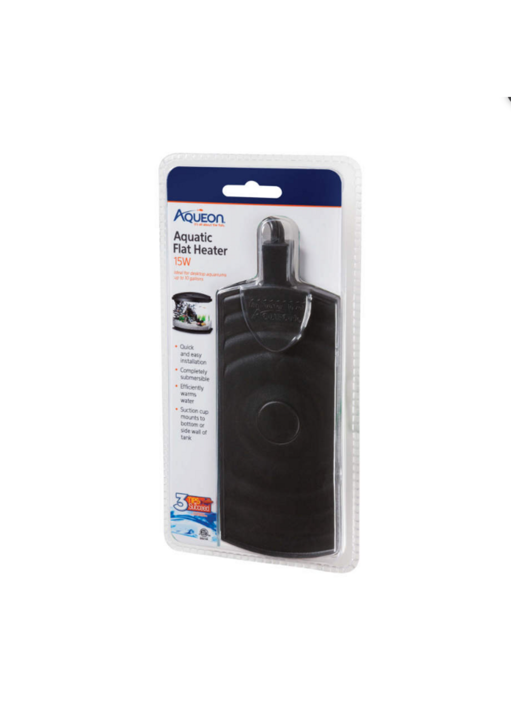 Aqueon Aqueon Submersible Aquatic Flat Heater  Up to 10 Gallons  Black  15 Watts
