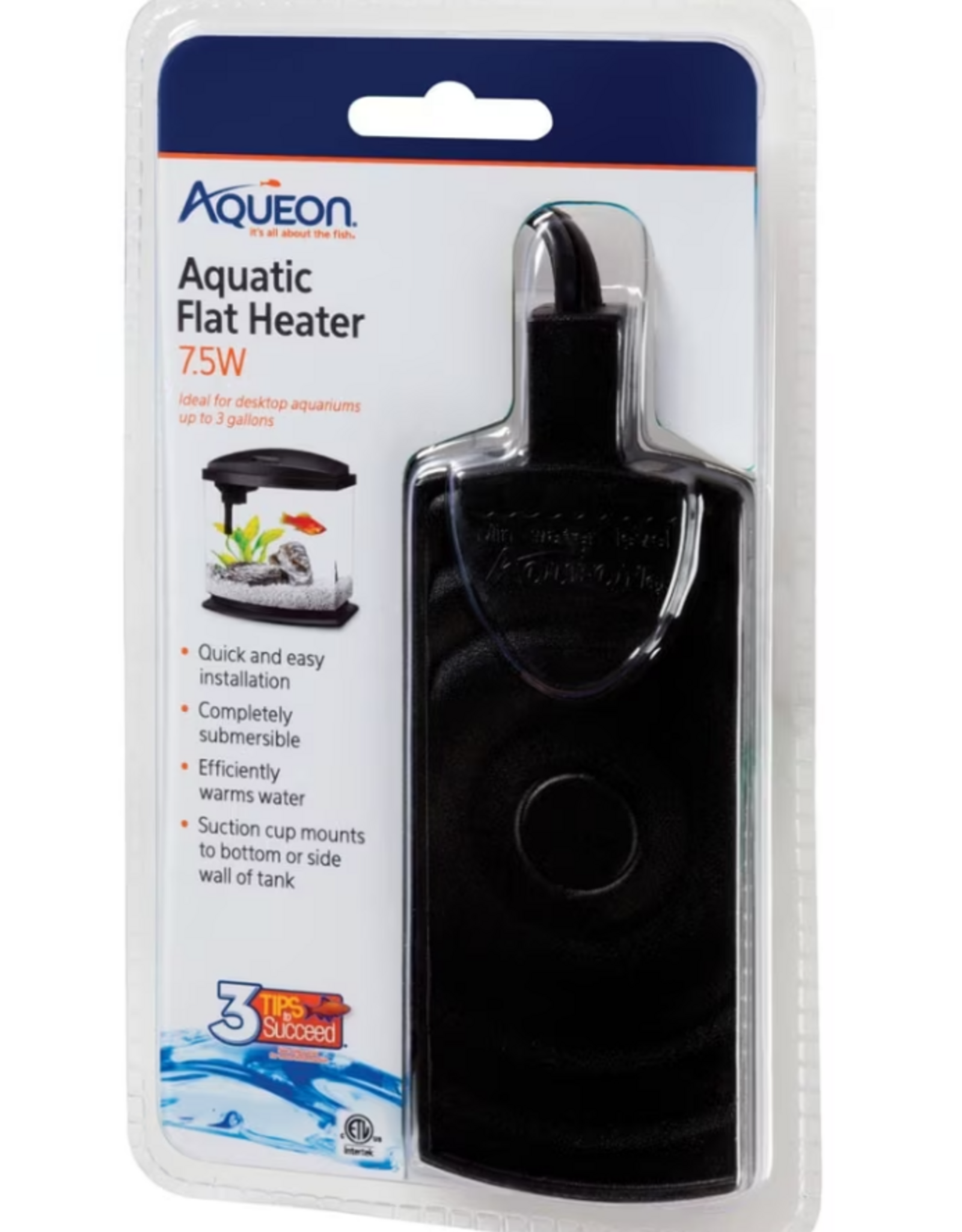 Aqueon Aqueon Submersible Aquatic Flat Heater  Up to 3 Gallons  Black  7.5 Watts