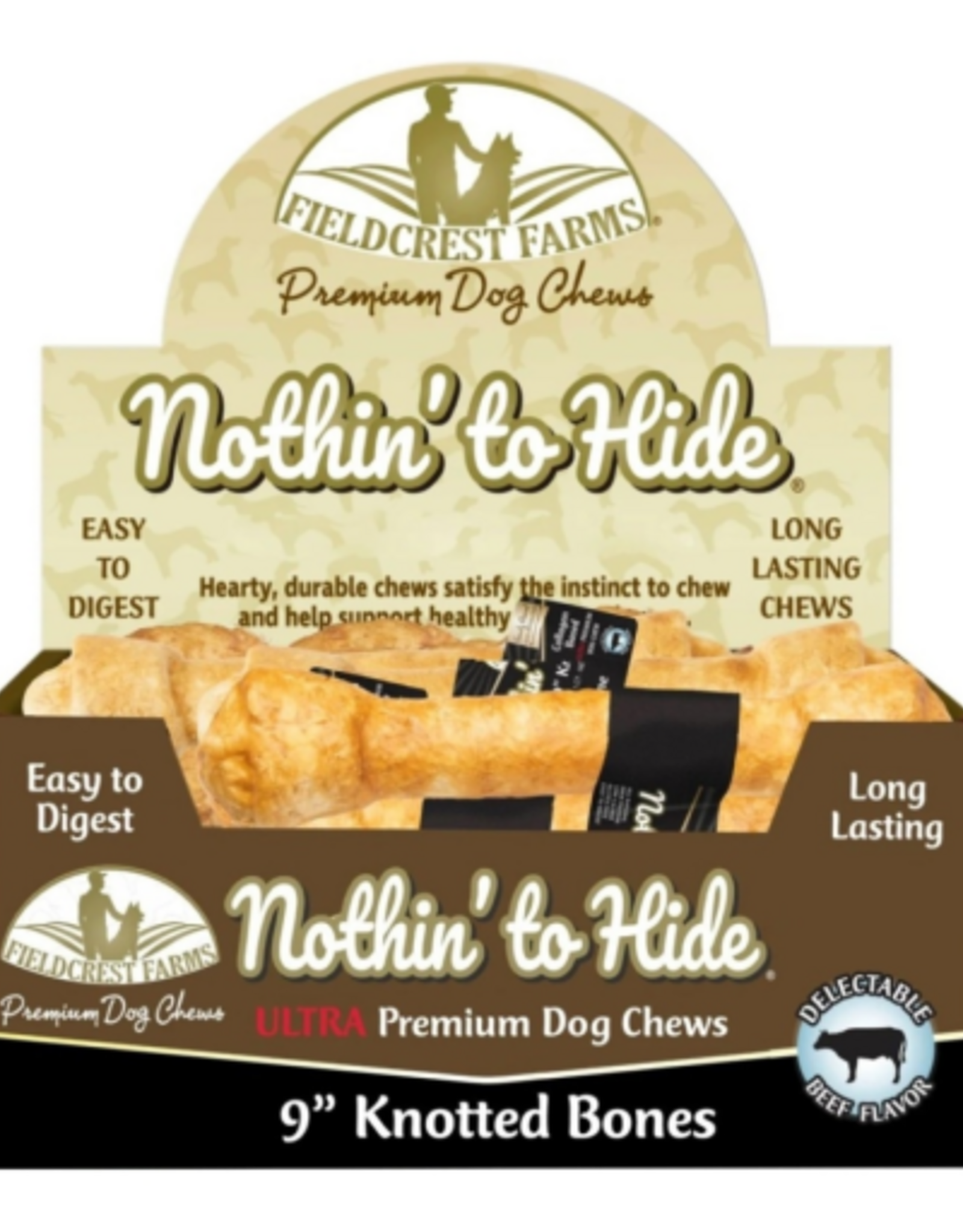 Fieldcrest Farms Fieldcrest Farms Nothin' to Hide Ultra Knotted Dog Chew - Beef - 9 in.