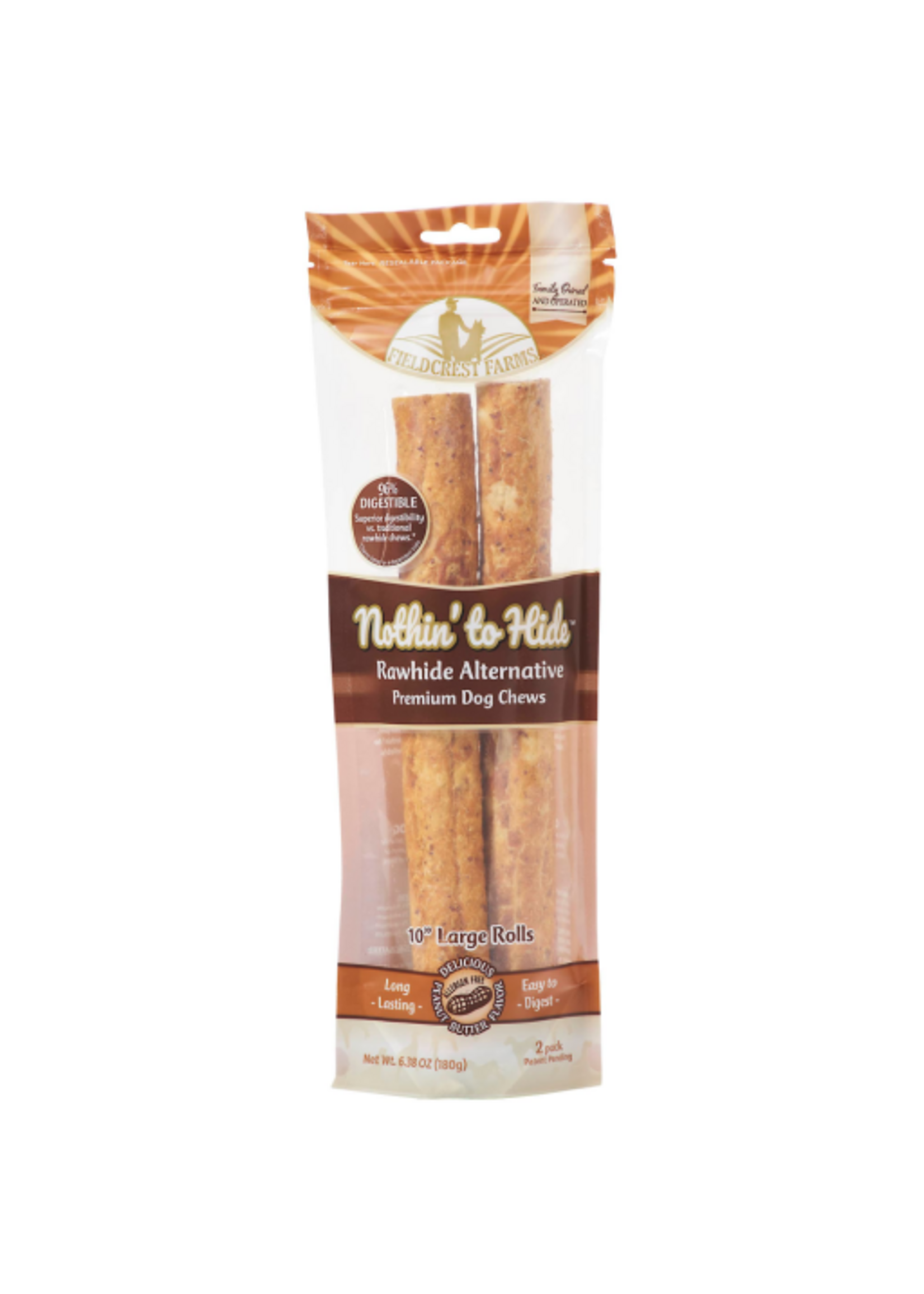 Fieldcrest Farms Fieldcrest Farms Nothin' to Hide Peanut Butter Rolls Dog Chews - 10 in. 2 Pack