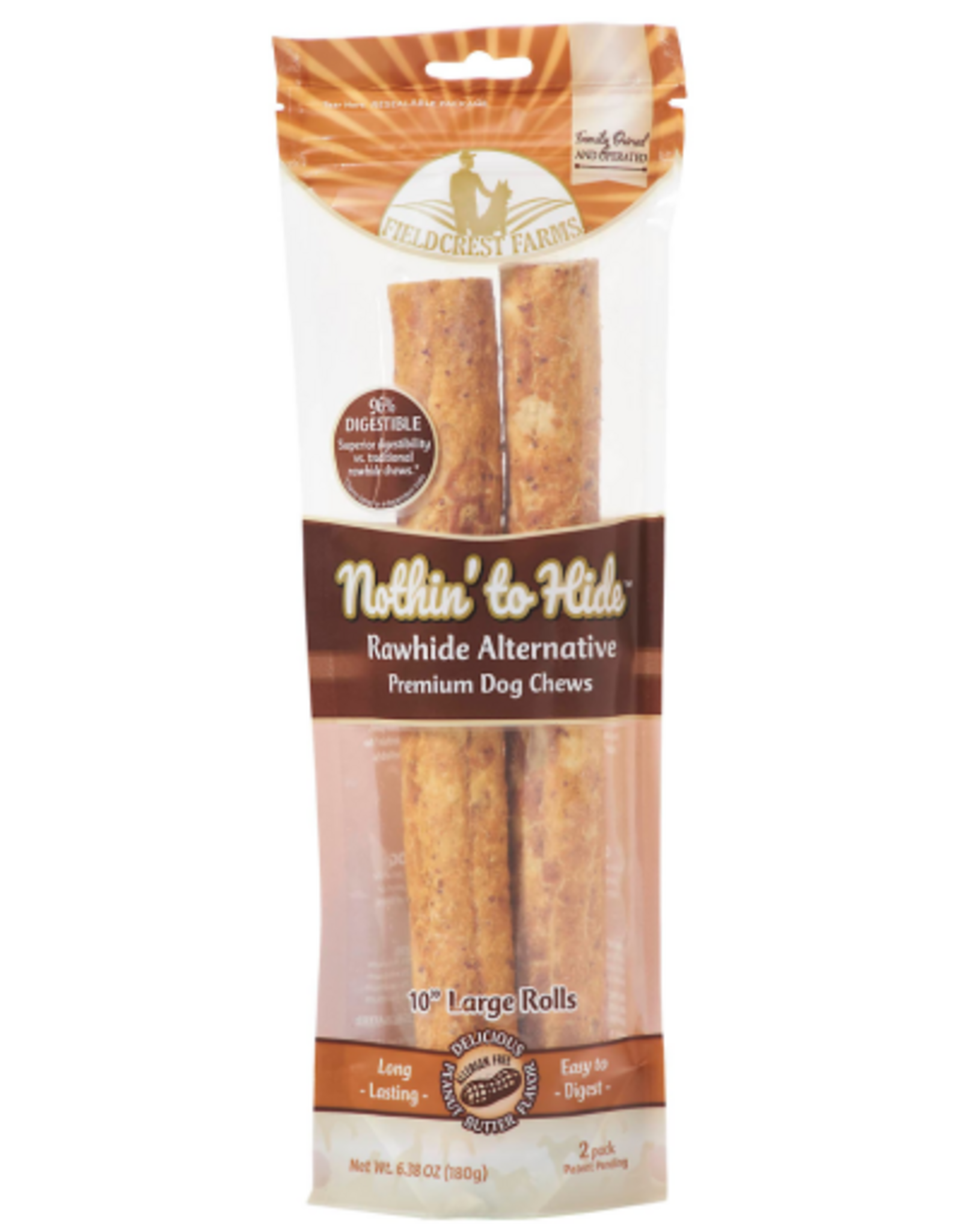Fieldcrest Farms Fieldcrest Farms Nothin' to Hide Peanut Butter Rolls Dog Chews - 10 in. 2 Pack