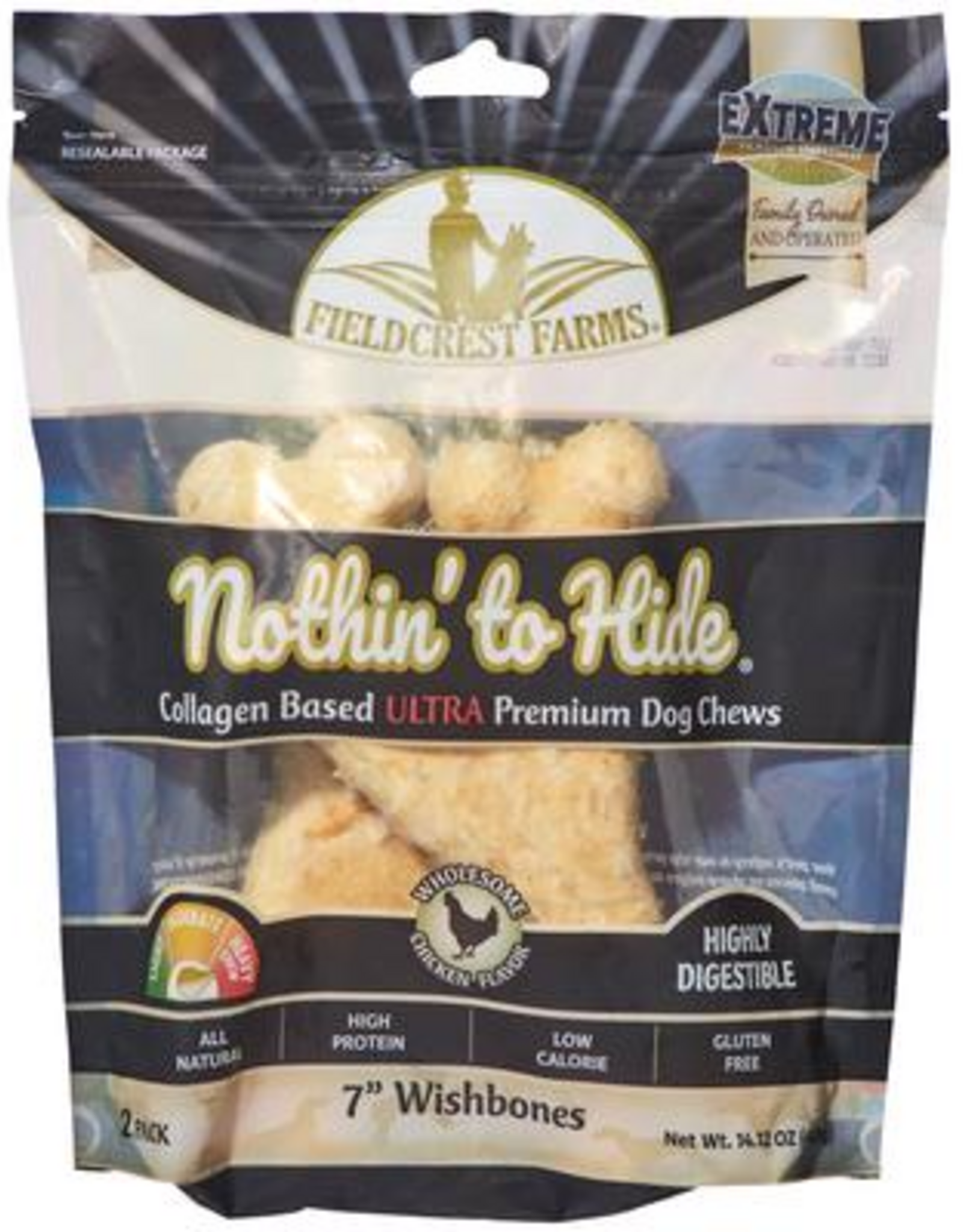 Fieldcrest Farms Fieldcrest Farms Nothin' To Hide Ultra Wishbone Chicken Dog Chews -  7 in. - 2 Pack