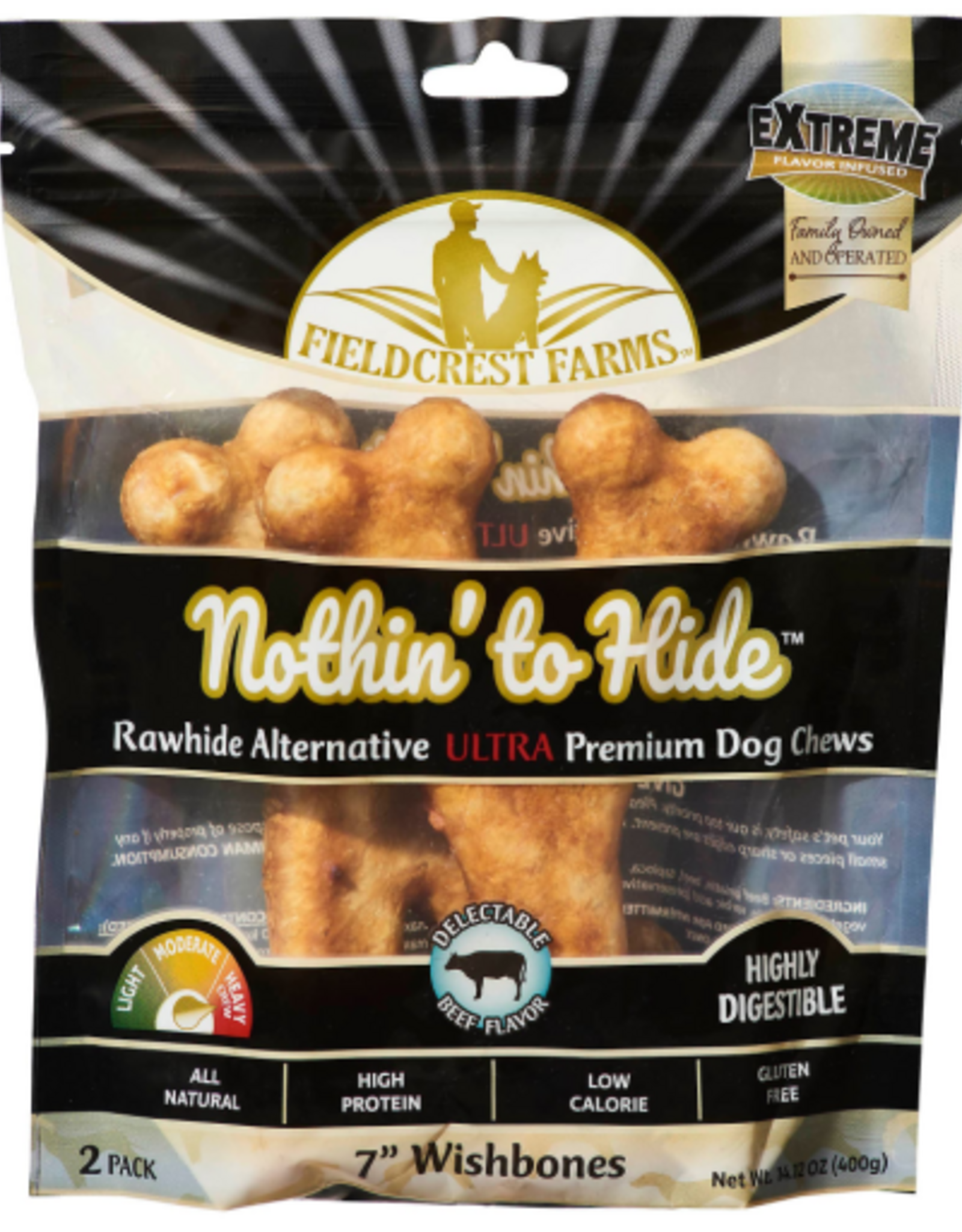 Fieldcrest Farms Fieldcrest Farms Nothin' to Hide Wishbone Ultra Beef Dog Chews - 7 in. - 2 Pack