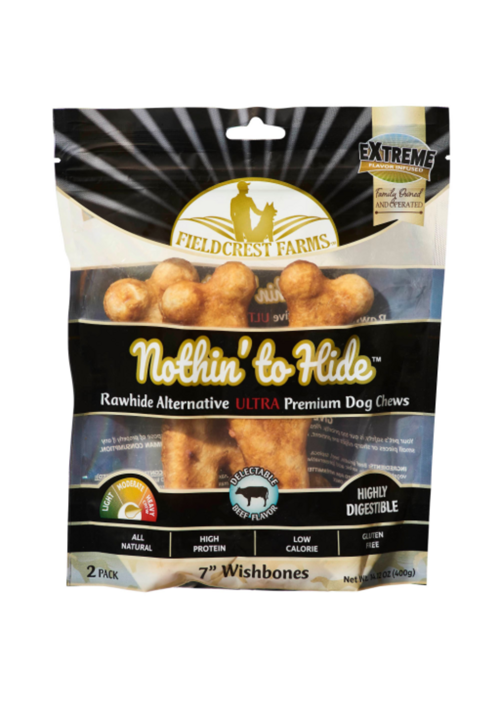 Fieldcrest Farms Fieldcrest Farms Nothin' to Hide Wishbone Ultra Beef Dog Chews - 7 in. - 2 Pack