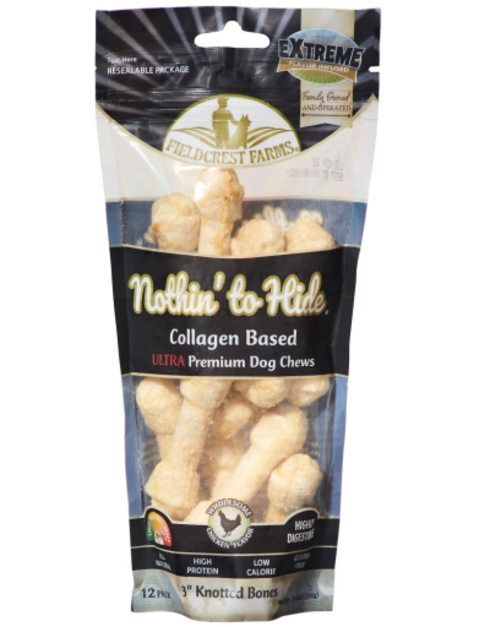 Fieldcrest Farms Fieldcrest Farms Nothin' To Hide Ultra Knotted Chicken Dog Chews - 3 in. - 12 Pack