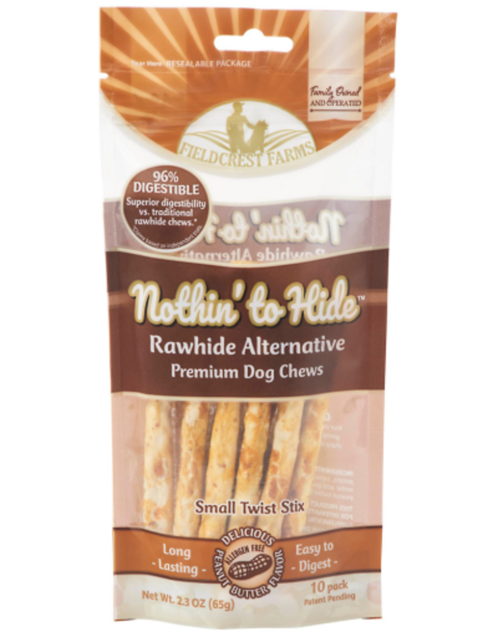 Fieldcrest Farms Fieldcrest Farms Nothin' to Hide Peanut Butter Twist Stix Dog Chews  - 10 Pack