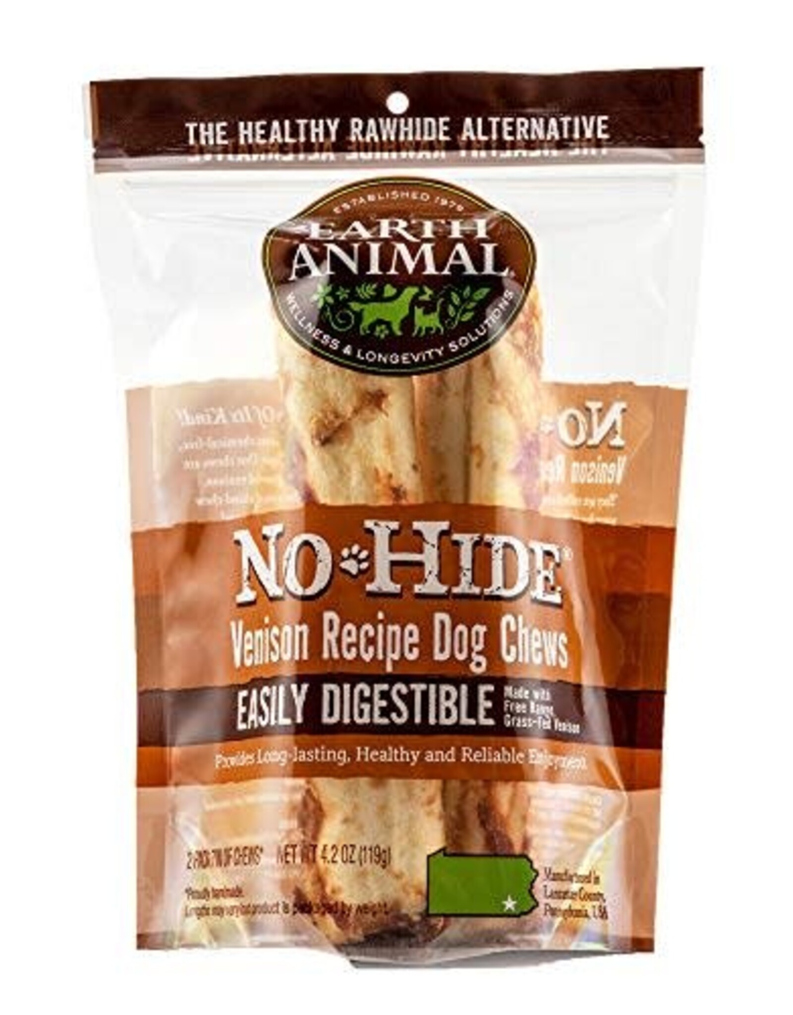 Earth Animal EARTH ANIMAL DOG NO-HIDE VENISON MEDIUM 2 PACK