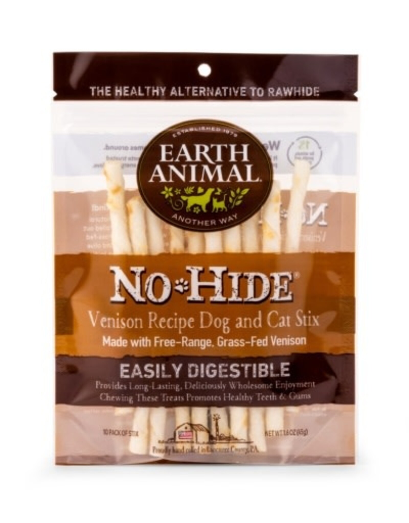 Earth Animal EARTH ANIMAL DOG NO-HIDE VENISON STIX 10 PACK