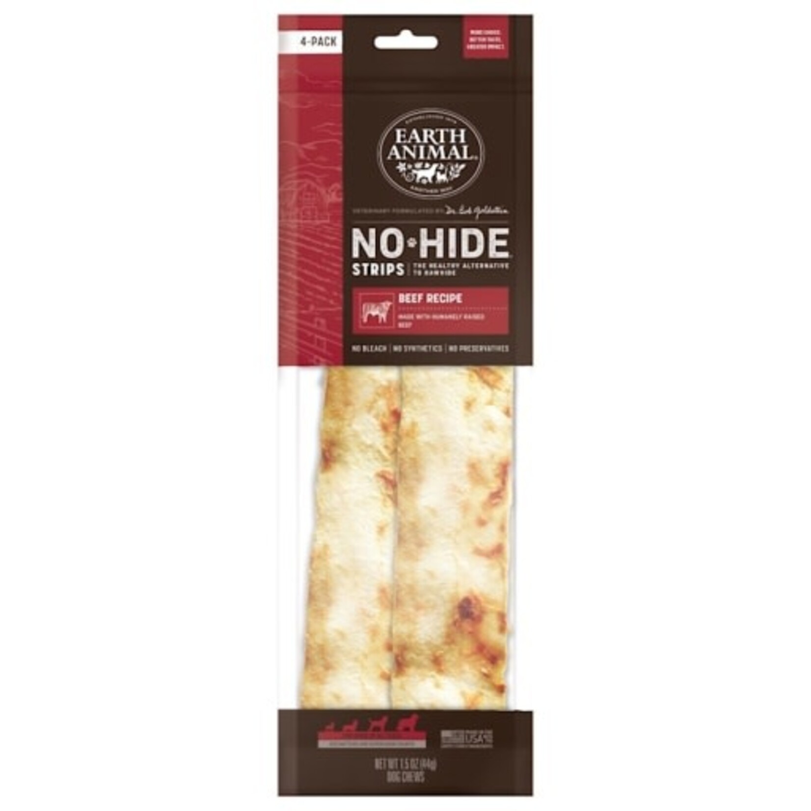 Earth Animal Earth Animal Dog No-Hide Beef Strips - 4 Pack