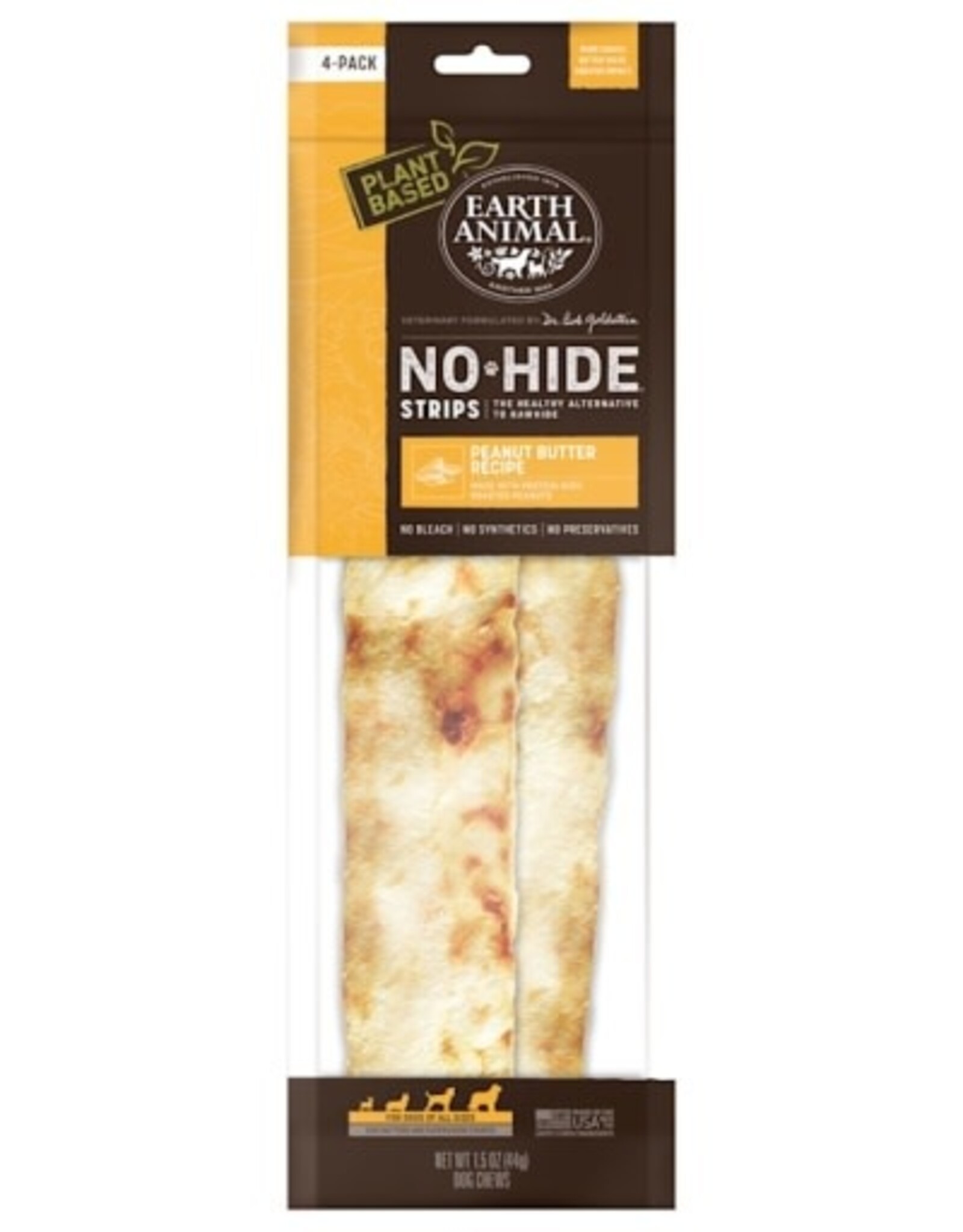 Earth Animal EARTH ANIMAL DOG NO-HIDE STRIPS PEANUT BUTTER 4 PACK