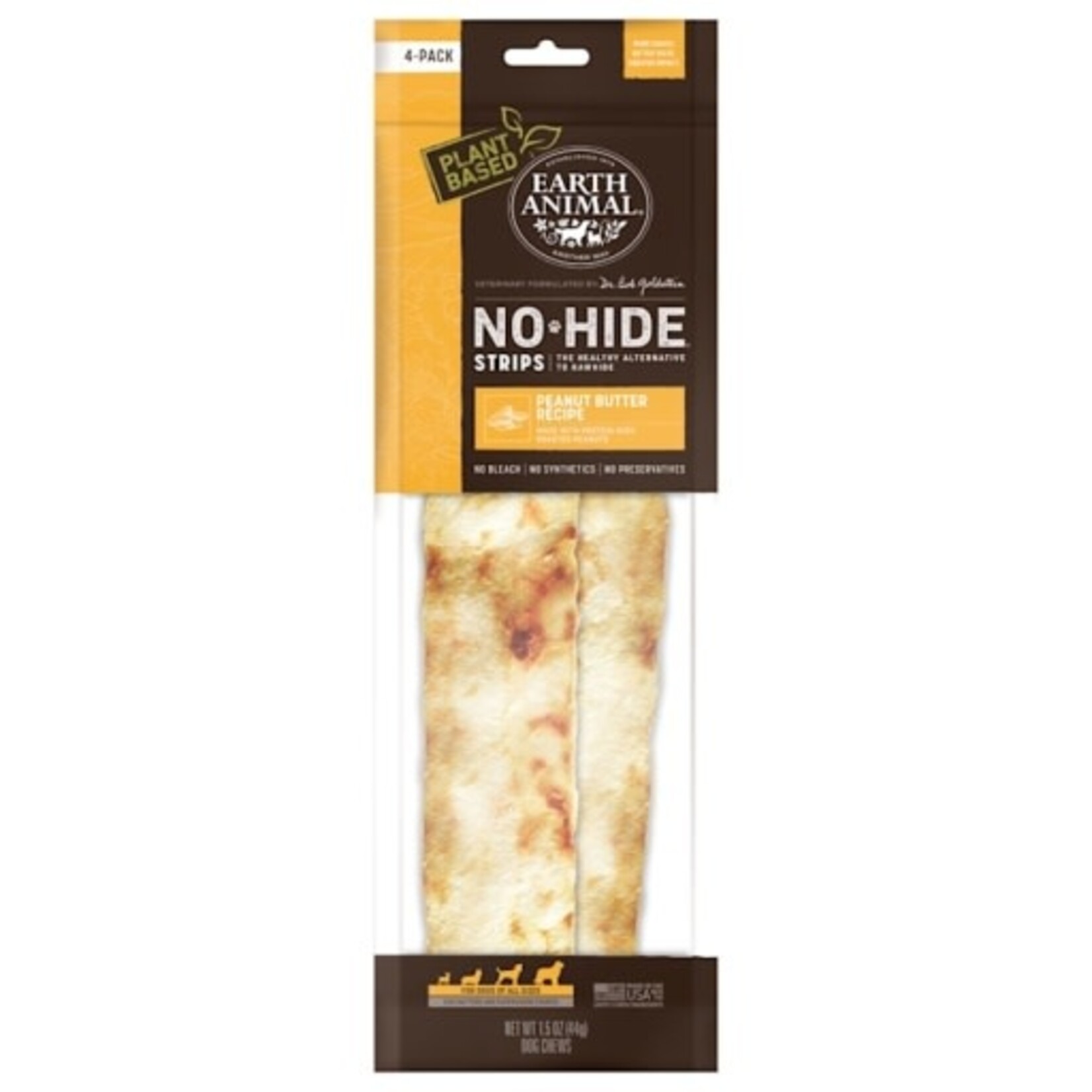 Earth Animal Earth Animal Dog No-Hide Peanut Butter Strips - 4 Pack