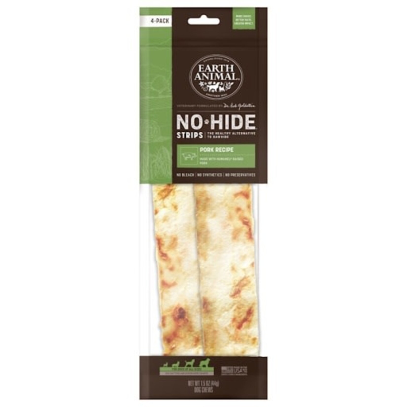Earth Animal Earth Animal Dog No-Hide Pork Strips - 4 Pack