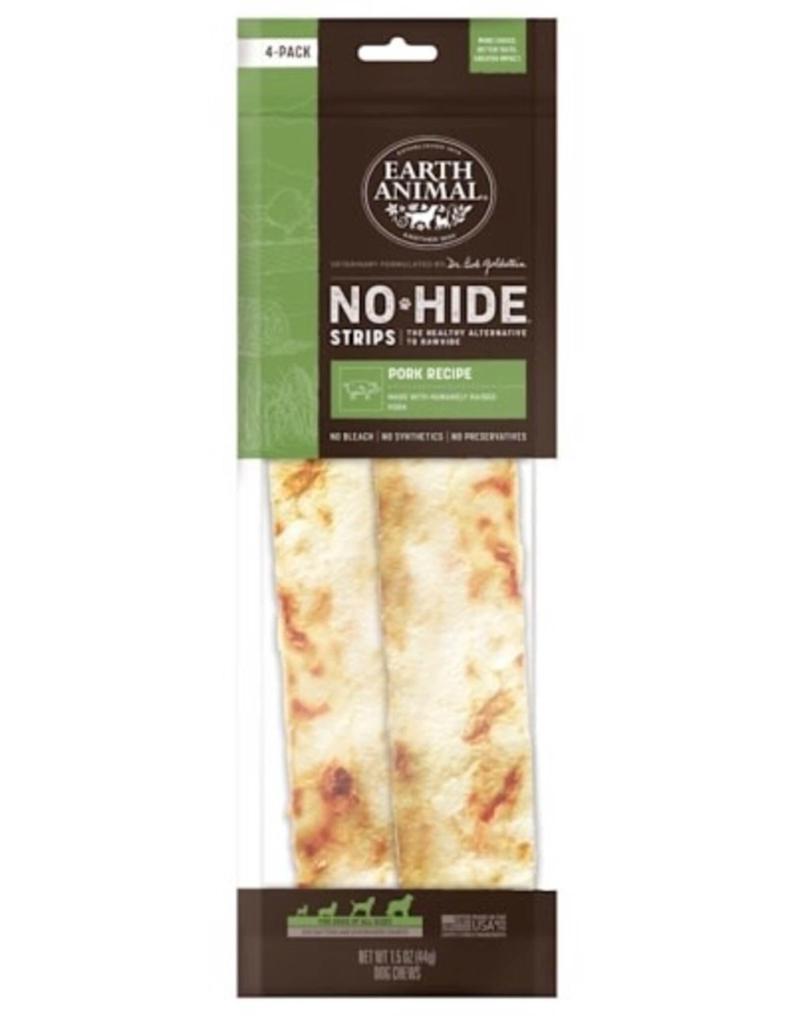 Earth Animal EARTH ANIMAL DOG NO-HIDE STRIPS PORK 4 PACK