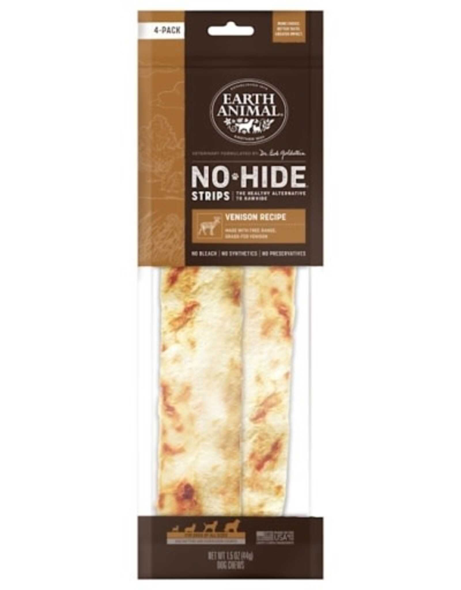 Earth Animal EARTH ANIMAL DOG NO-HIDE STRIPS VENISON 4 PACK
