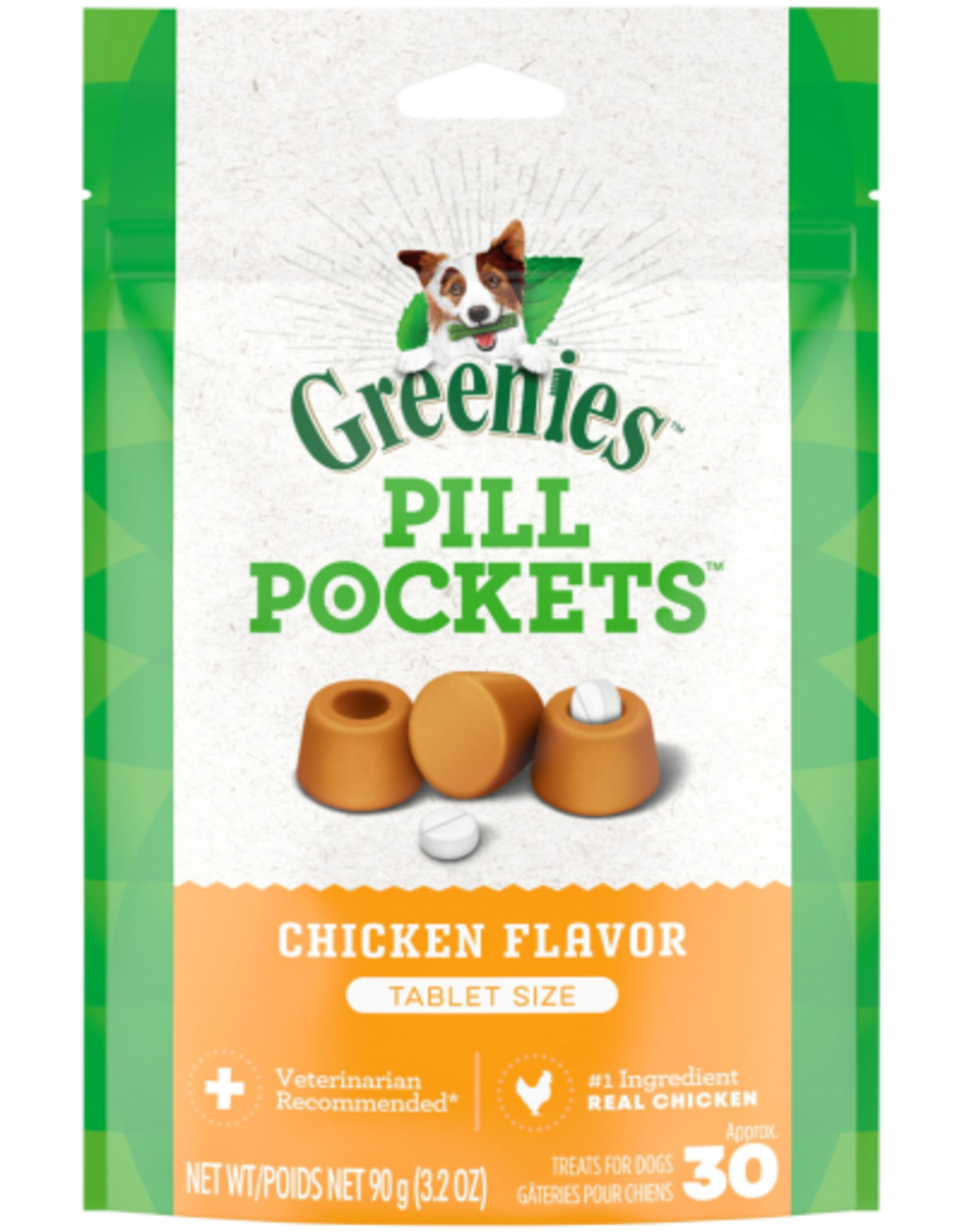 Greenies Greenies Pill Pockets Tablet Size Natural Soft Dog Treats  Chicken Flavor  3.2 oz. (30 Treats)