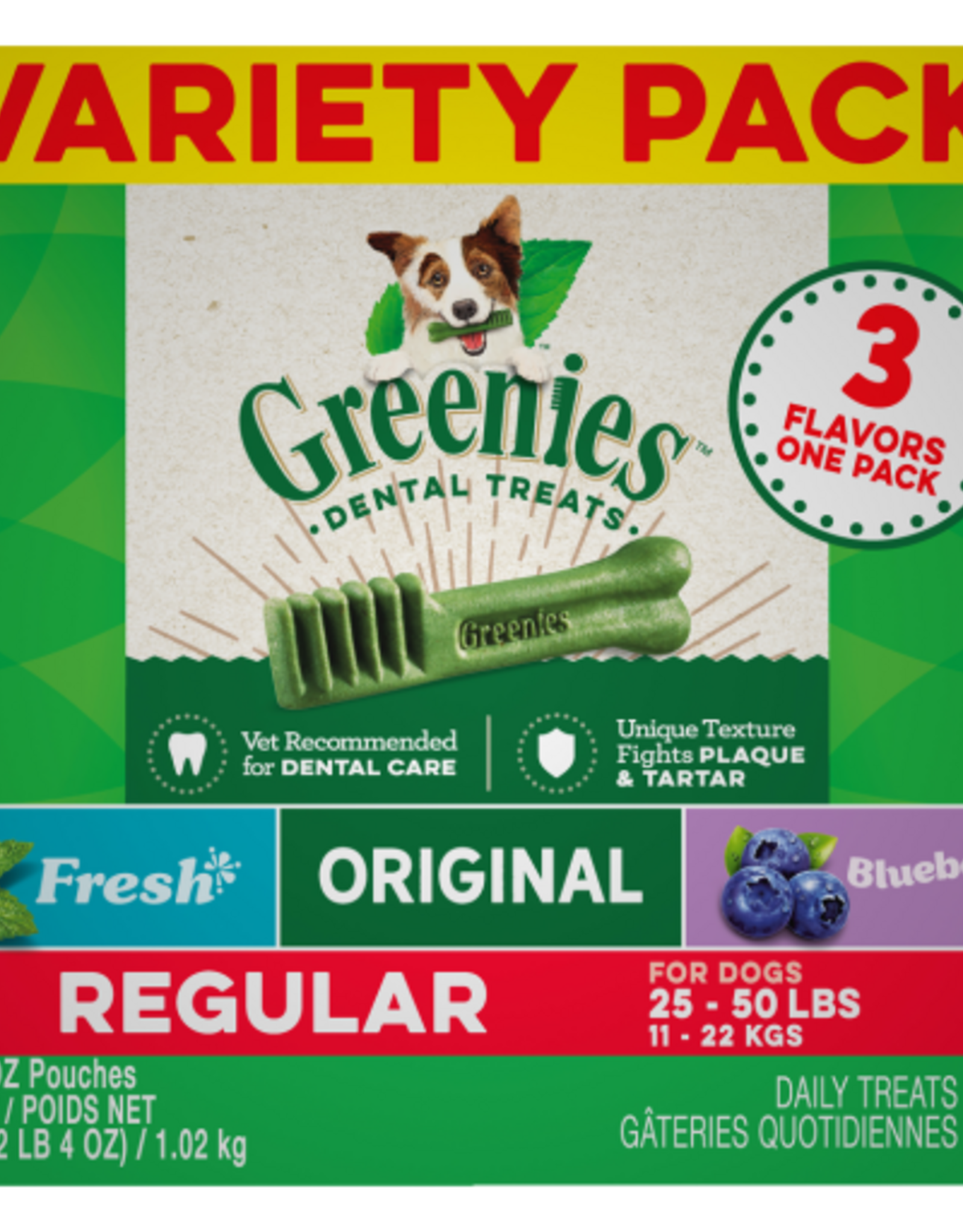 Greenies Greenies Regular Size Natural Dog Dental Chews 3-Flavor Variety Pack  (3) 12 oz. Pouches