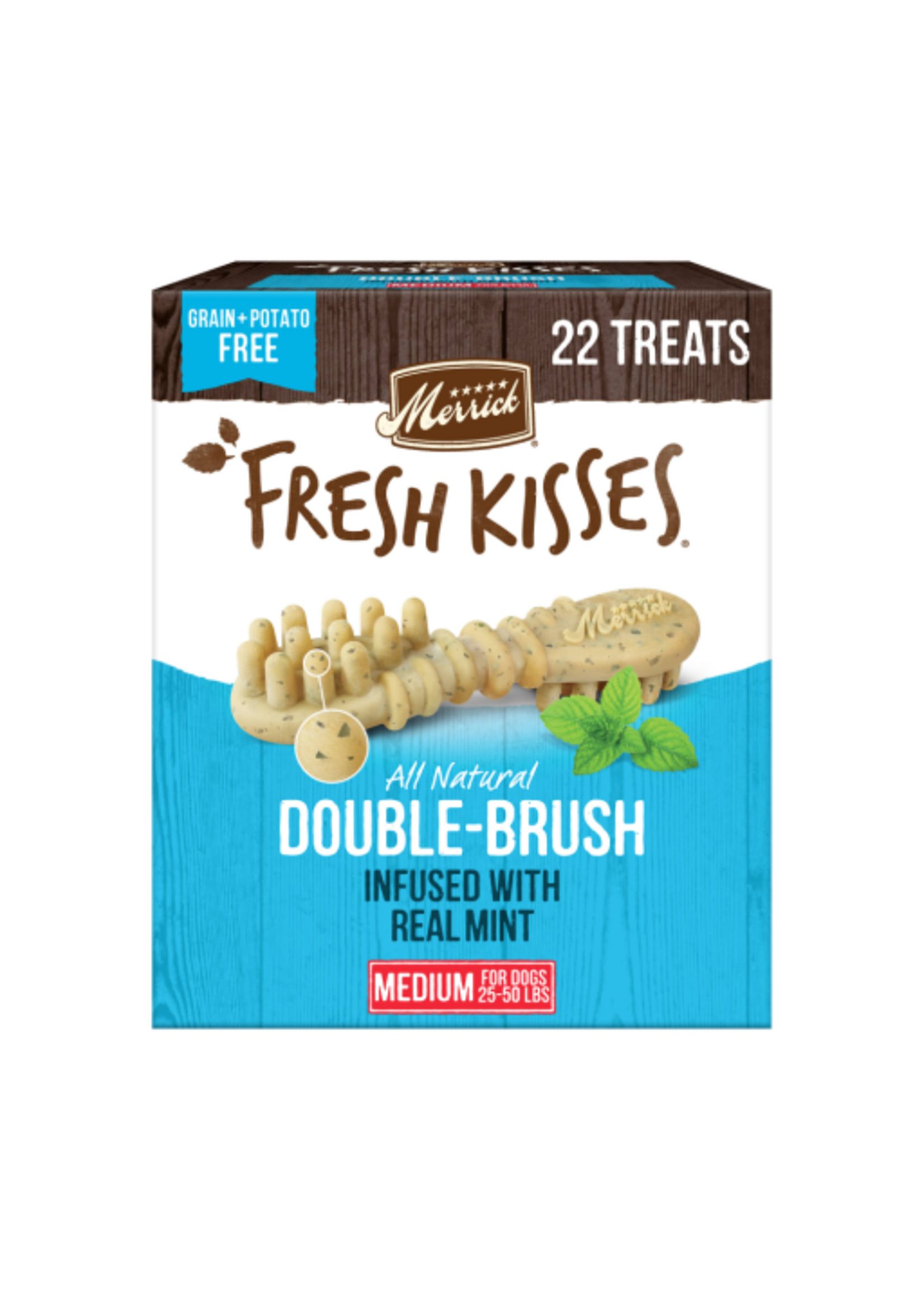 Merrick Merrick Fresh Kisses Mint Flavor Dental Treat for Dogs Medium Double Brush 23 oz Box