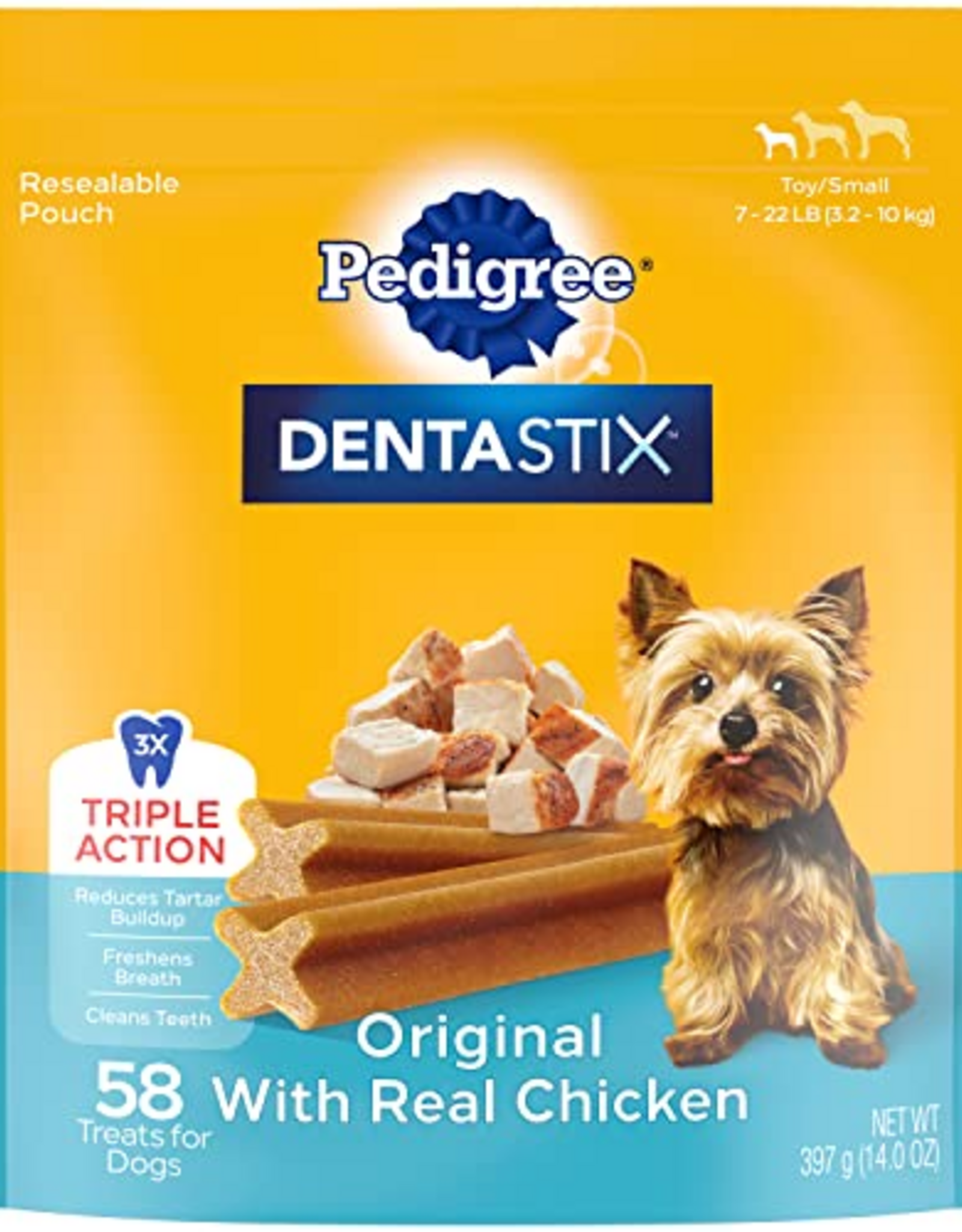 Pedigree Pedigree Dentastix Original Flavor Dental Bone Treats For Toy/Small Dogs  13.97 Oz Pack (58 Treats)