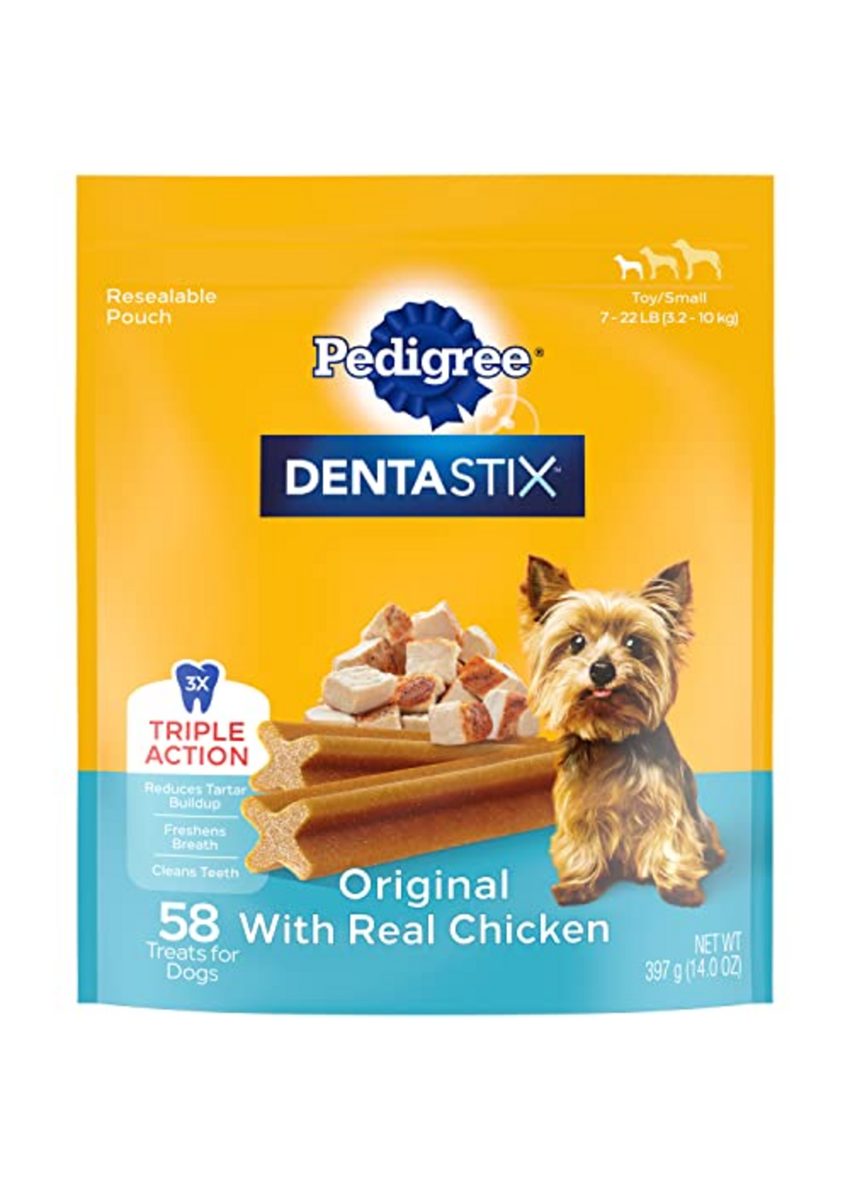 Pedigree Pedigree Dentastix Original Flavor Dental Bone Treats For Toy/Small Dogs  13.97 Oz Pack (58 Treats)