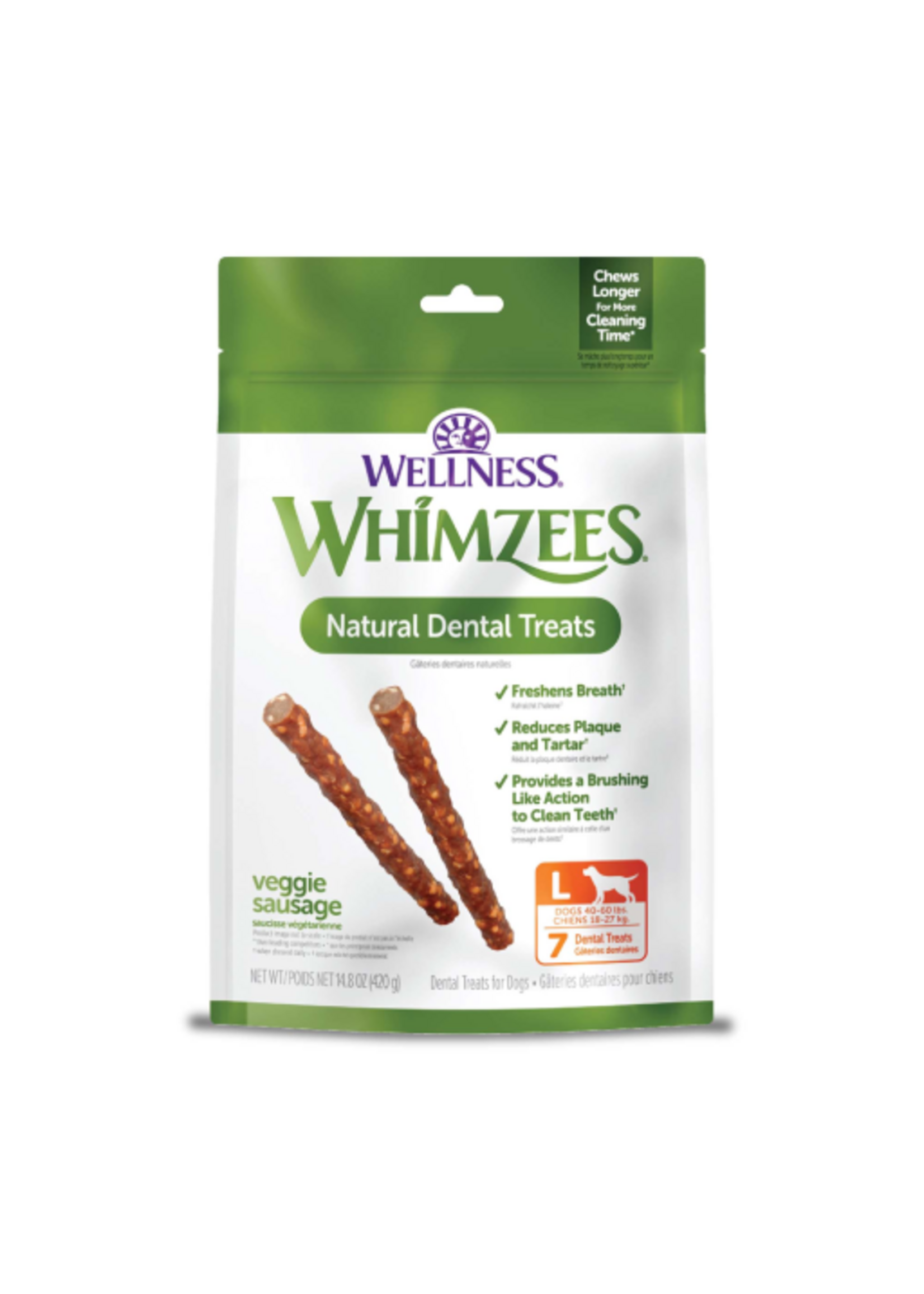 Wellness WHIMZEES Veggie Sausage Dental Chews for Dogs - Large Breed - 7 count