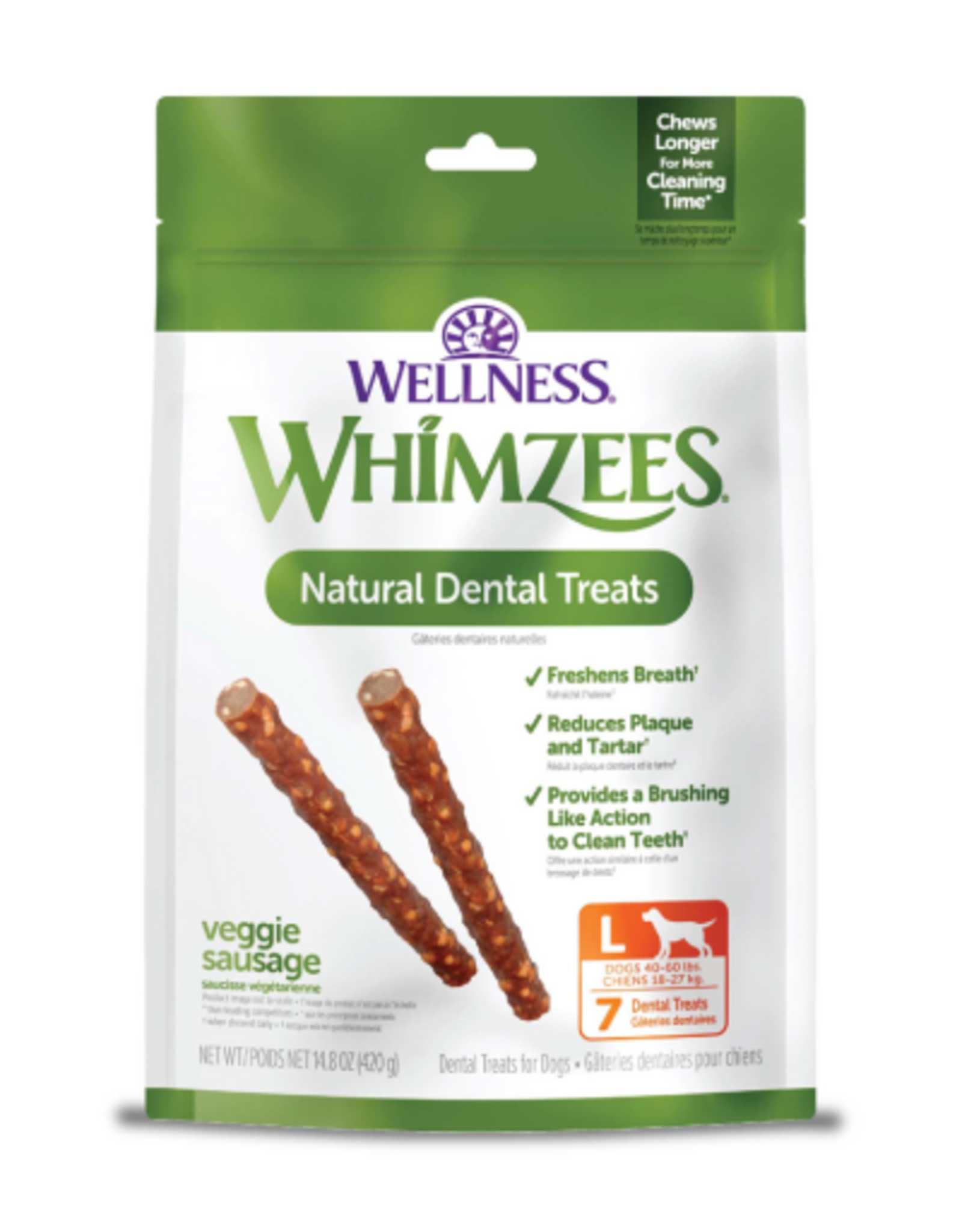 Wellness WHIMZEES Veggie Sausage Dental Chews for Dogs - Large Breed - 7 count