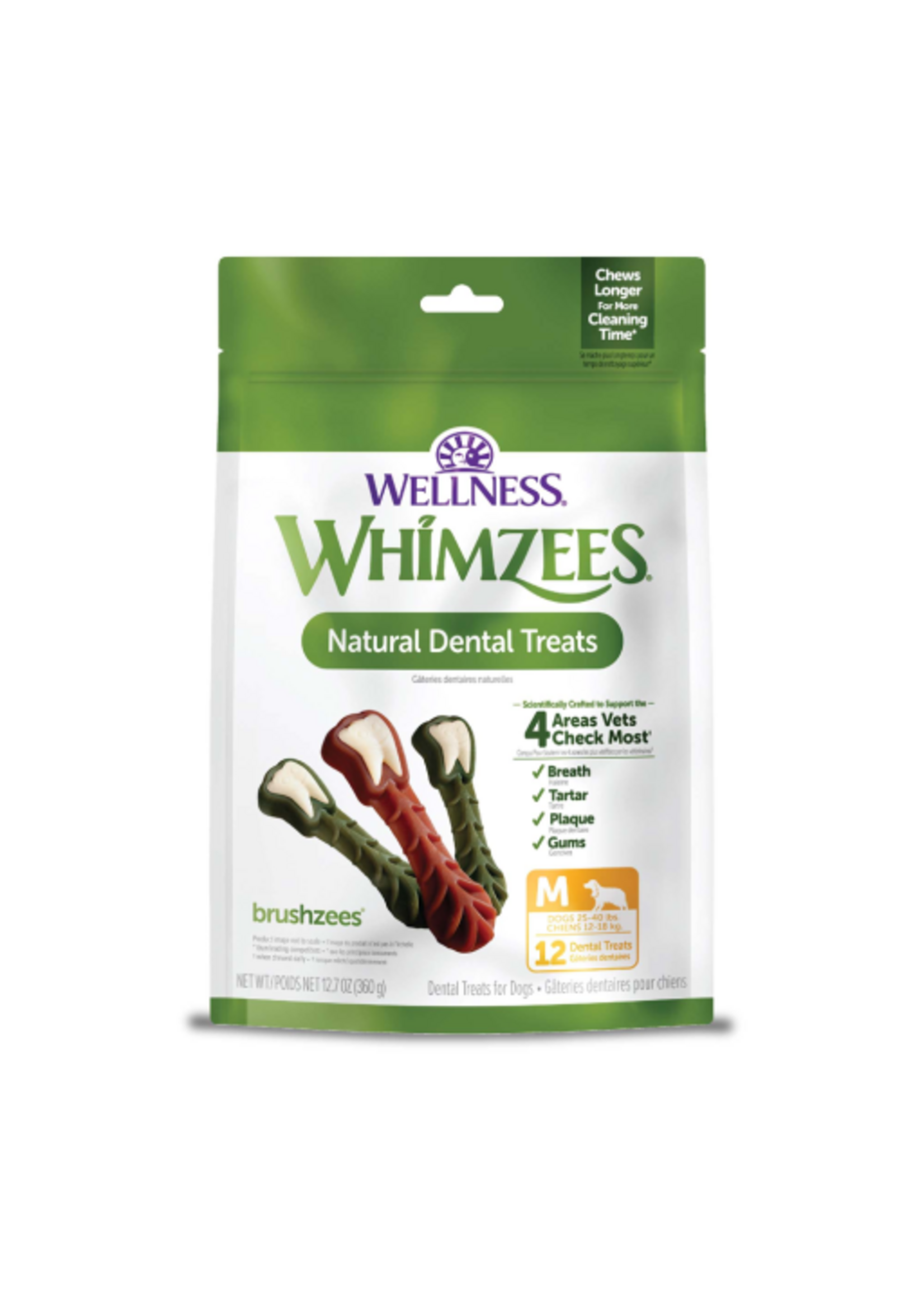 Wellness WHIMZEES Brushzees Dental Chews for Dogs - Medium Breed - 12 count