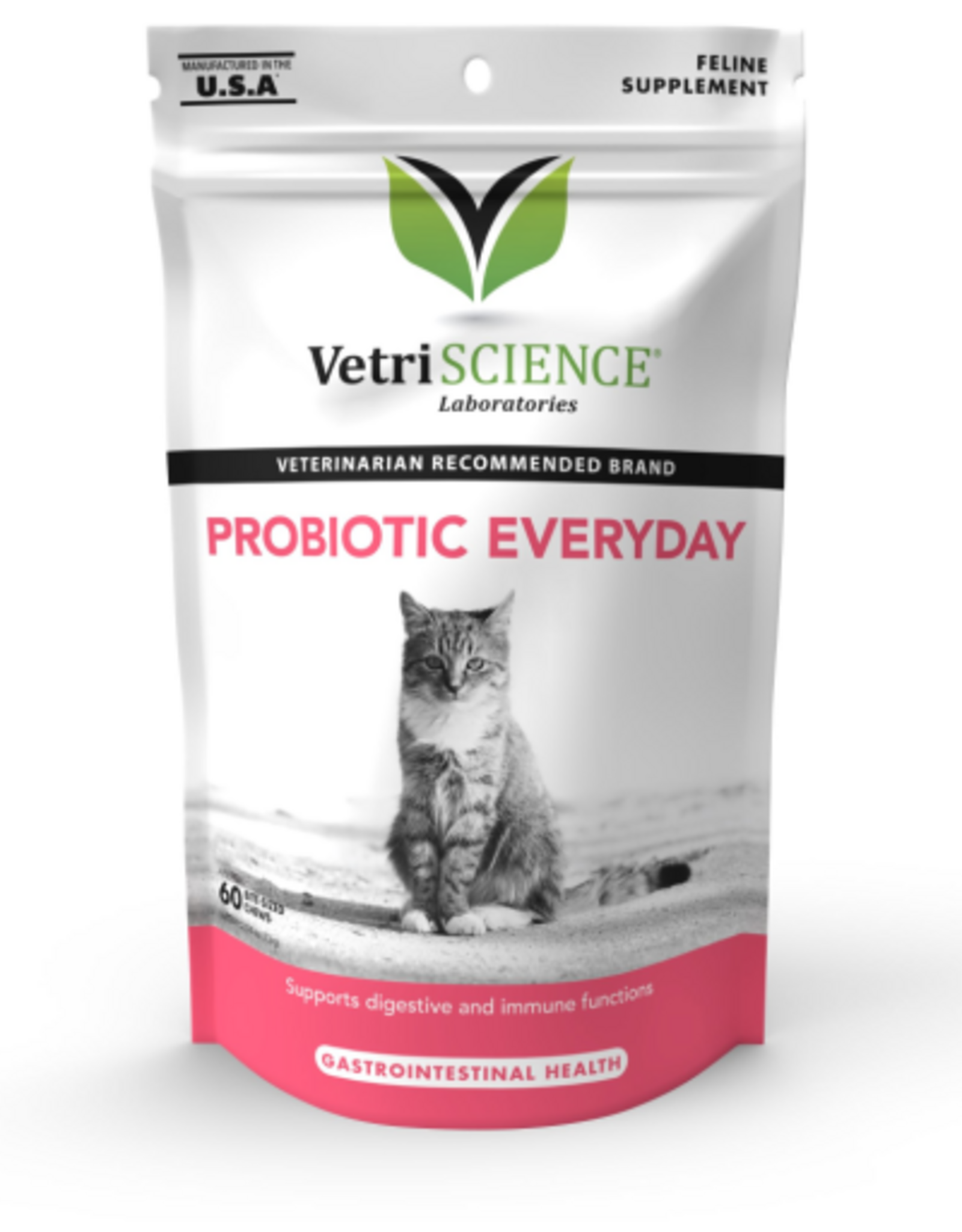 VetriScience VetriScience Feline Probiotic Everyday for Cats  Duck Flavor  60 Bite-Sized Chews
