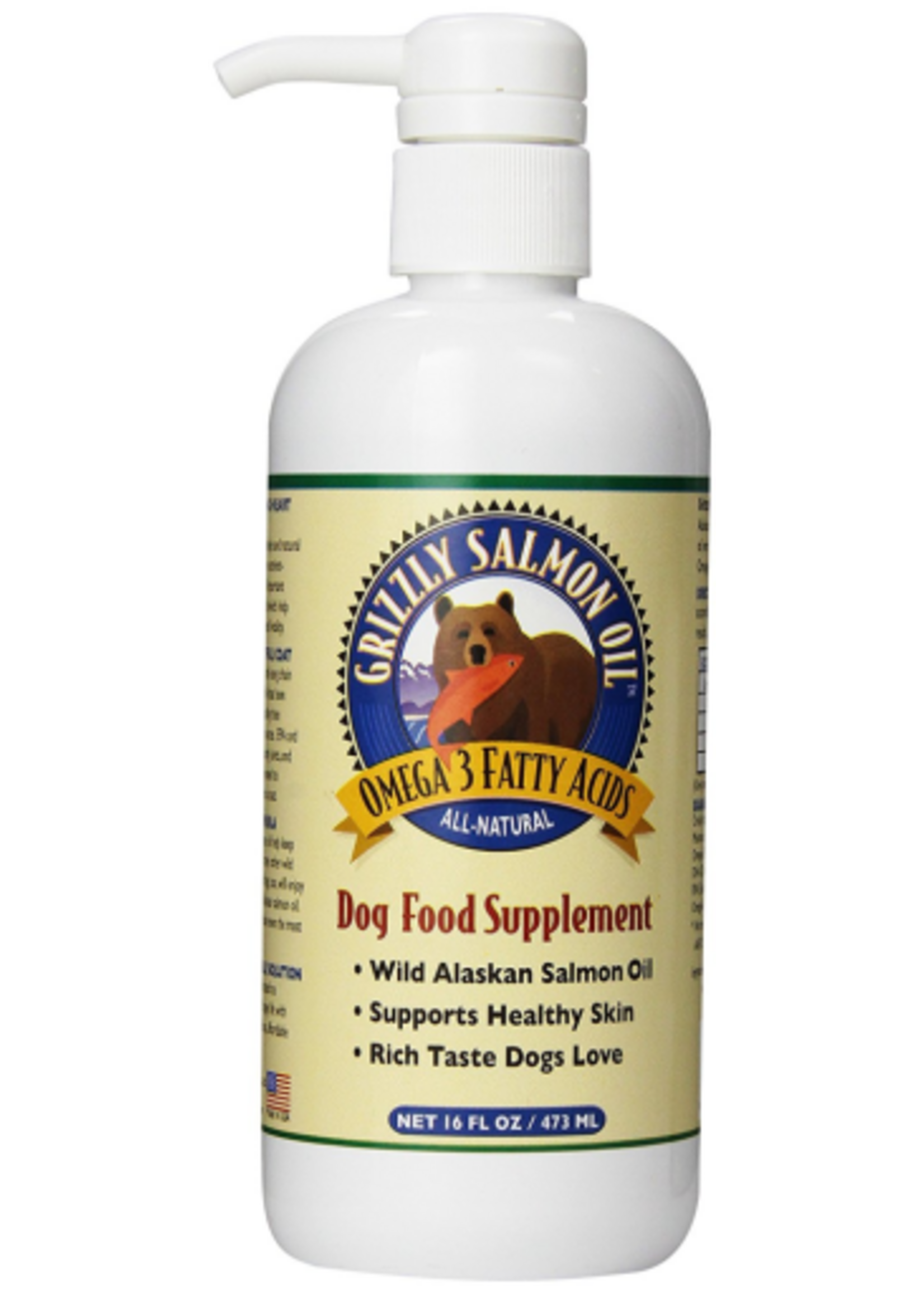 Grizzly Pet Products Grizzly Salmon Plus Omega 3-6-9 Food Supplement for Dogs & Cats - 16 Oz Pump