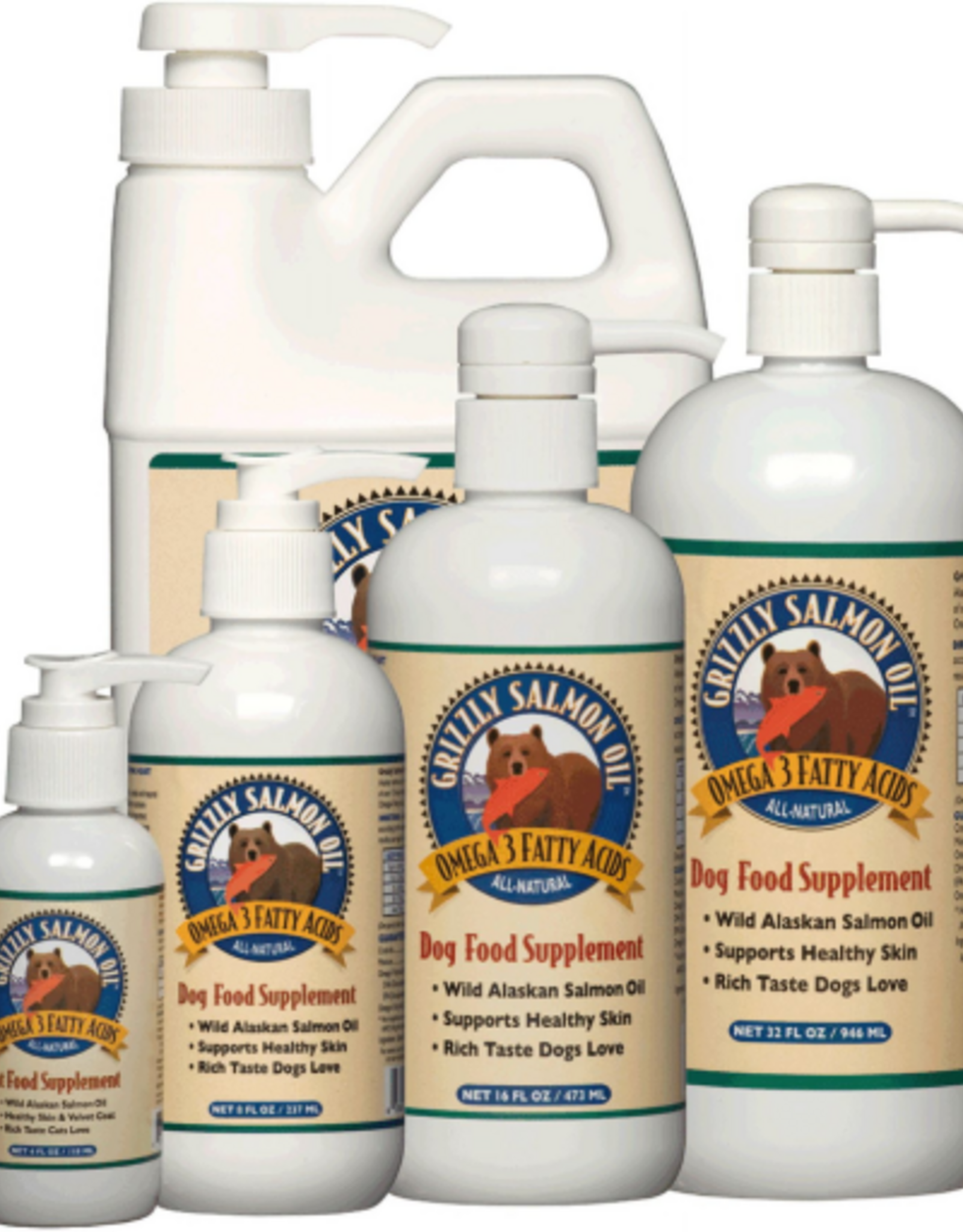Grizzly Pet Products Grizzly Salmon Plus Omega 3-6-9 Food Supplement for Dogs & Cats - 32 Oz Pump
