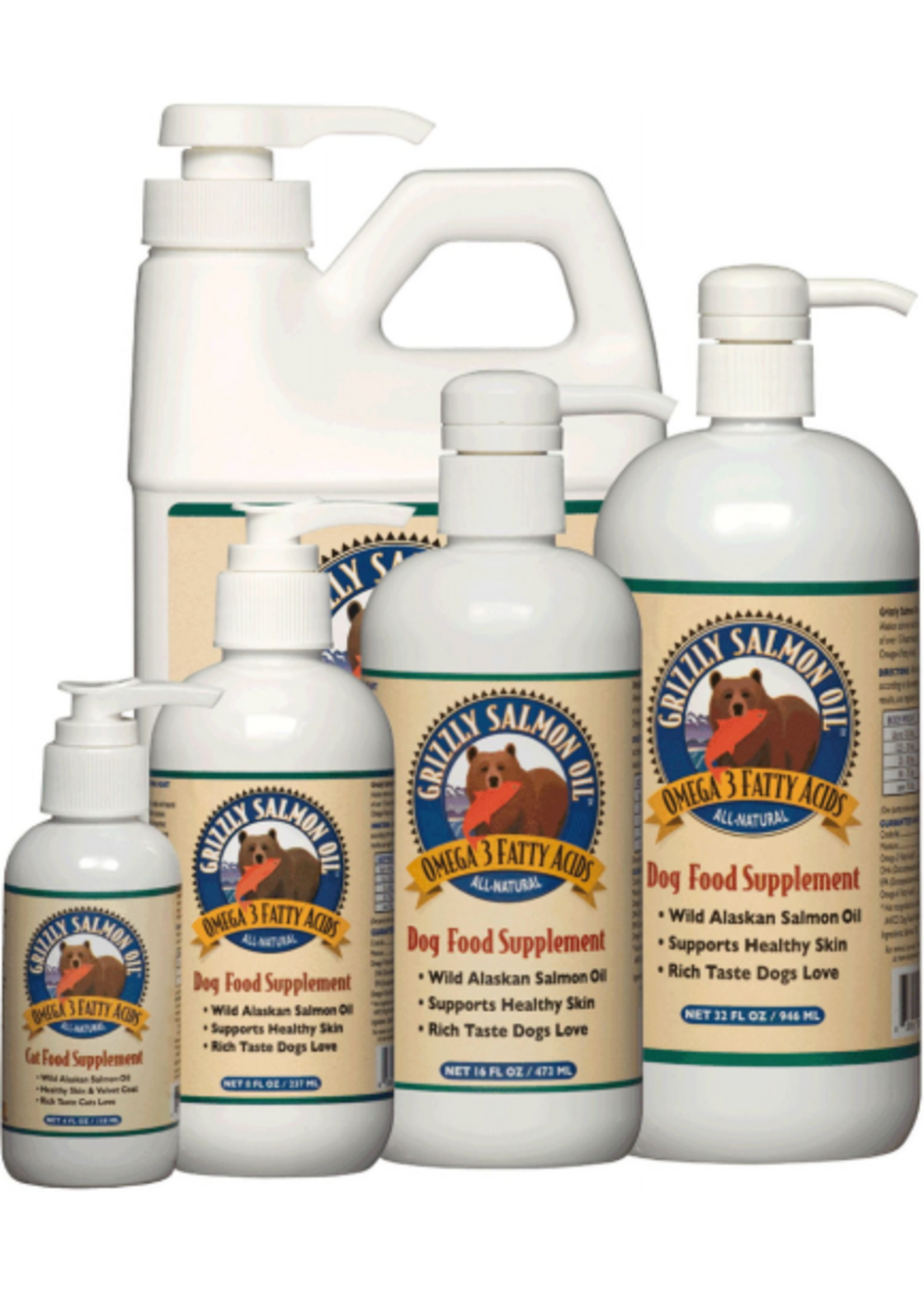 Grizzly Pet Products Grizzly Salmon Plus Omega 3-6-9 Food Supplement for Dogs & Cats - 32 Oz Pump