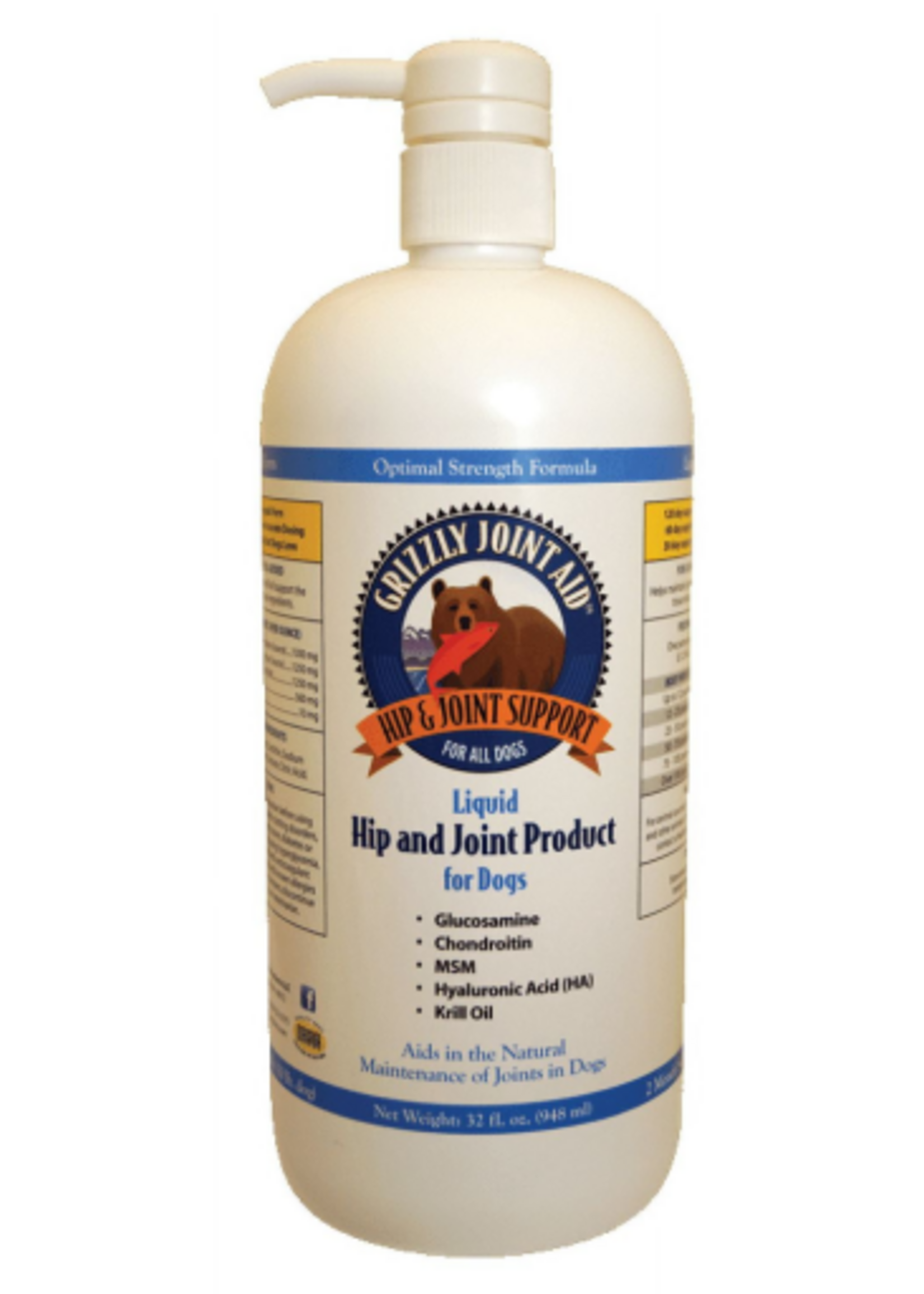 Grizzly Pet Products Grizzly Joint Aid Liquid Hip & Joint Product for Dogs & Cats - 32 Oz