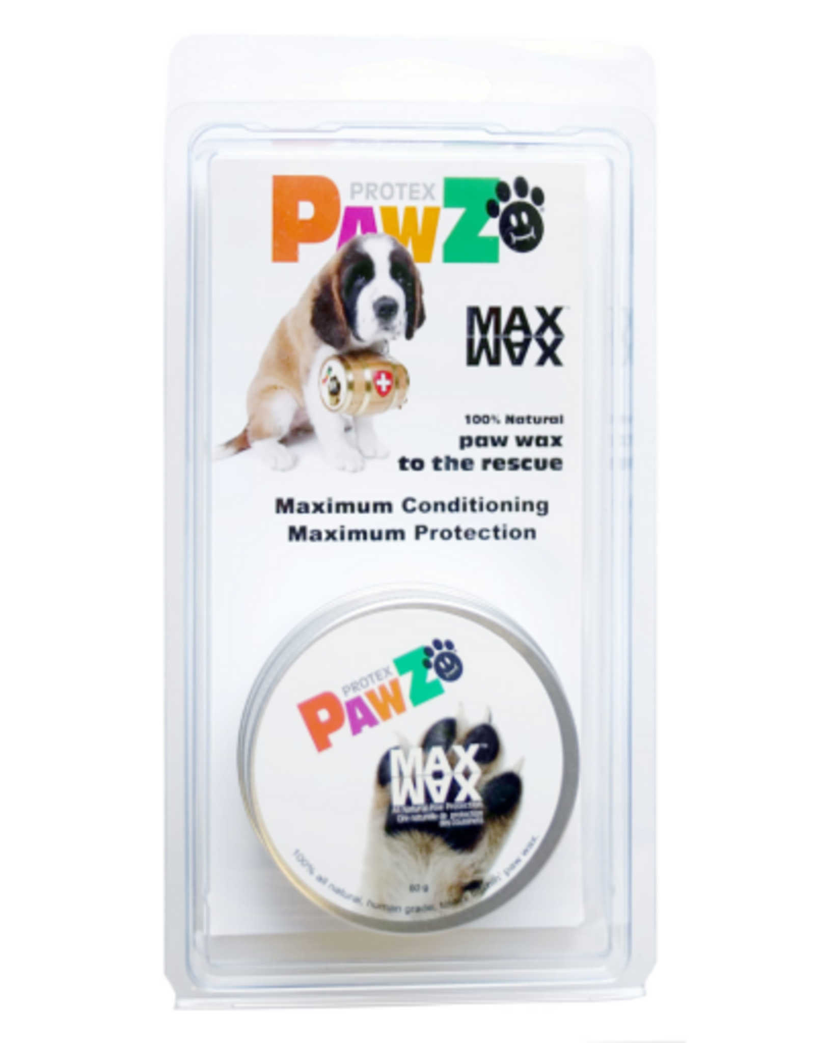 PawZ Max Wax Dog Paw Balm 60g  100% All Natural Paw Protector  Lick Safe