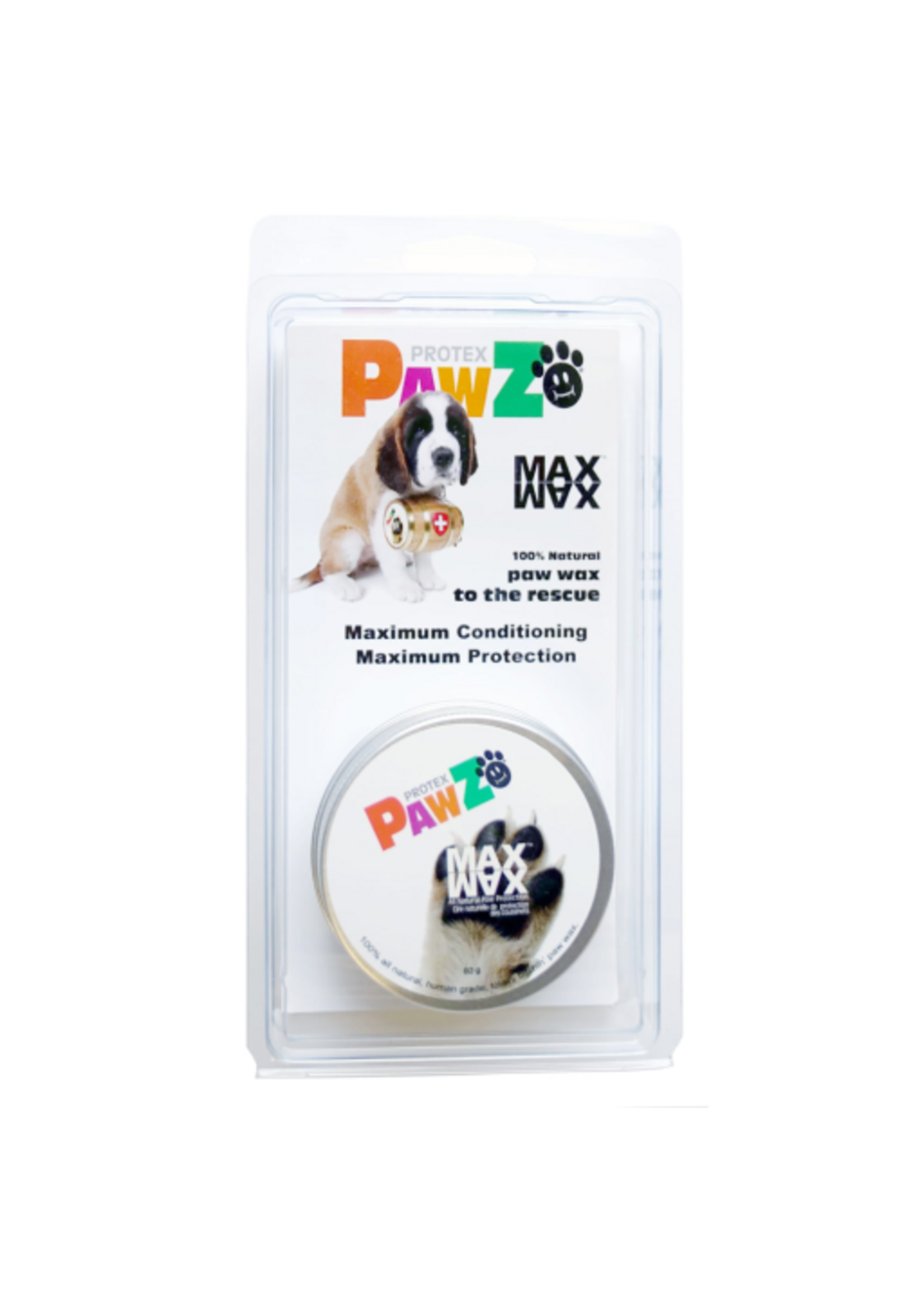 PawZ Max Wax Dog Paw Balm 60g  100% All Natural Paw Protector  Lick Safe