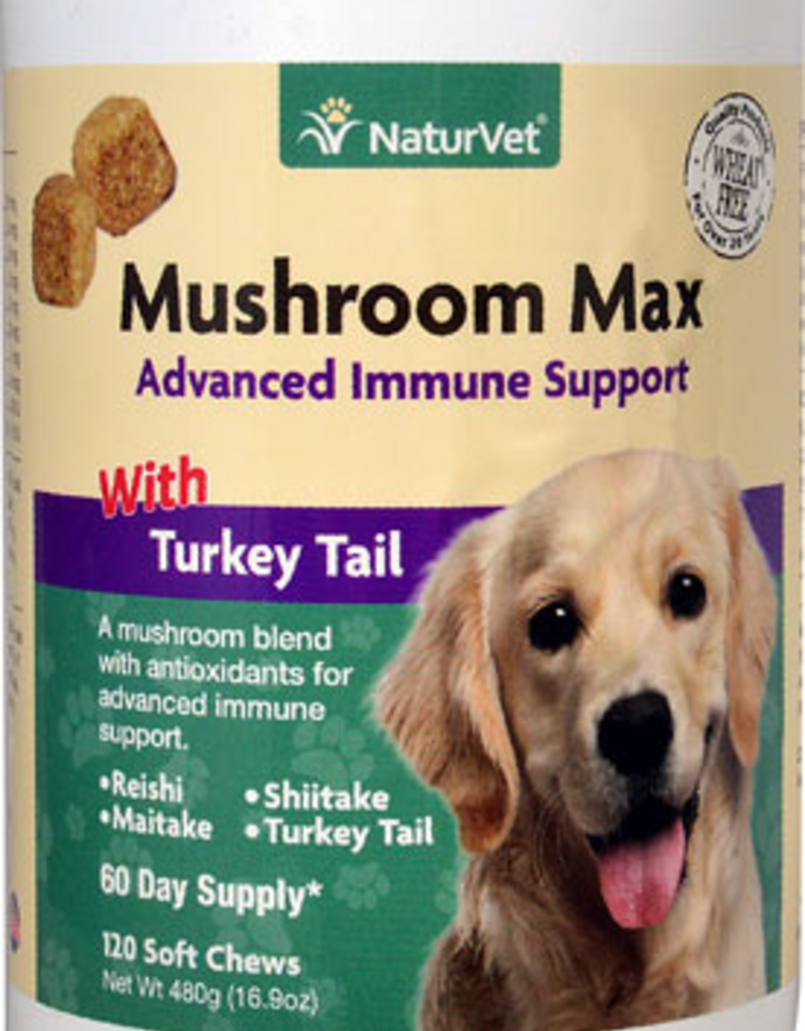 Naturvet NaturVet Mushroom Max Advanced Immune Support with Turkey Tail for Dogs & Cats - 120 Soft Chews