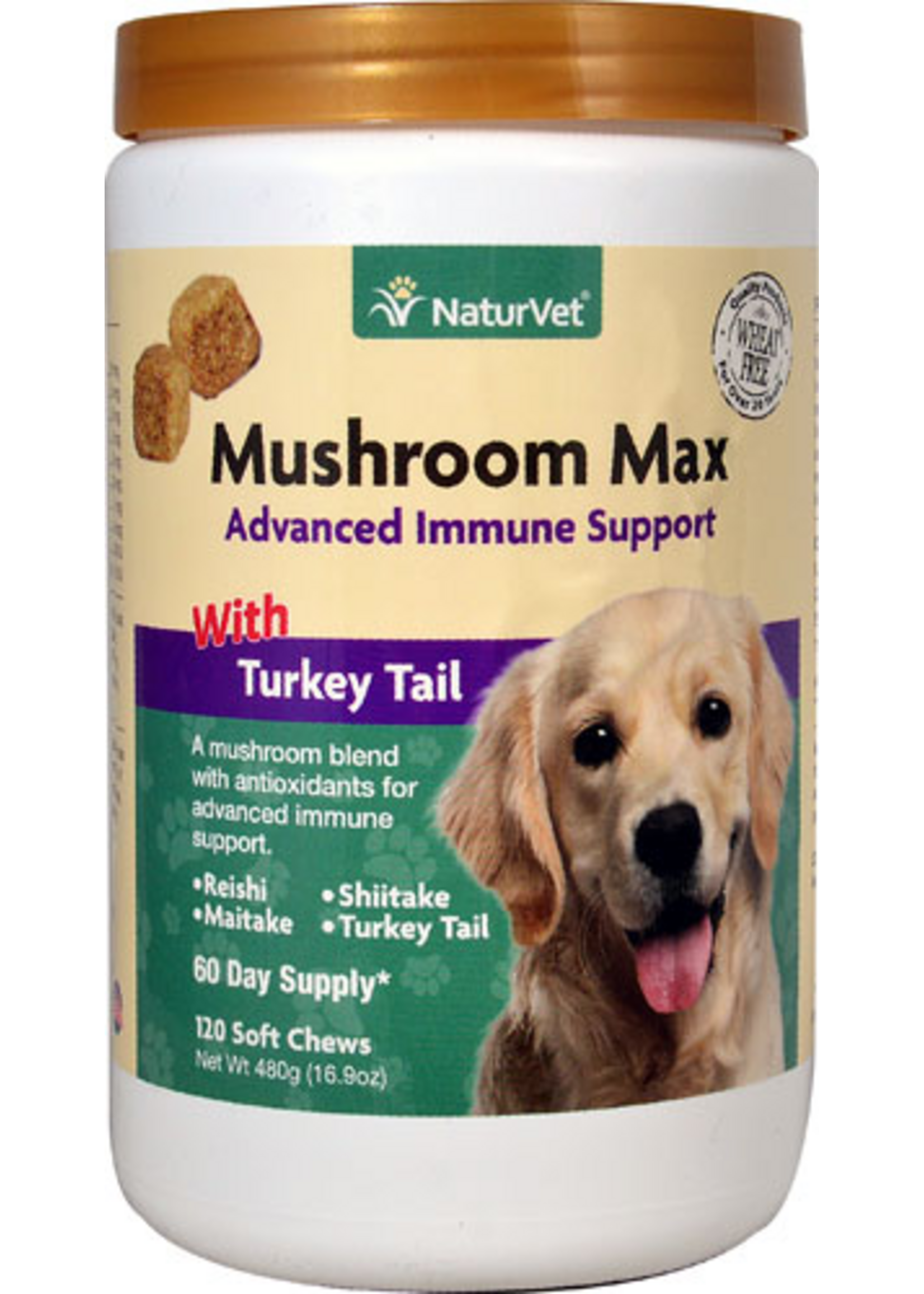Naturvet NaturVet Mushroom Max Advanced Immune Support with Turkey Tail for Dogs & Cats - 120 Soft Chews