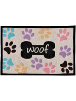 Loving Pets Loving Pets Bella Fashion Mats 12.75 X19 -Woof With Multi Paws