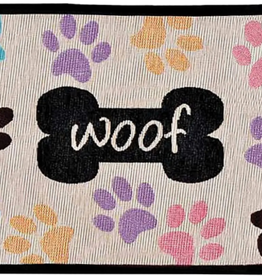 Loving Pets Loving Pets Bella Fashion Mats 12.75 X19 -Woof With Multi Paws