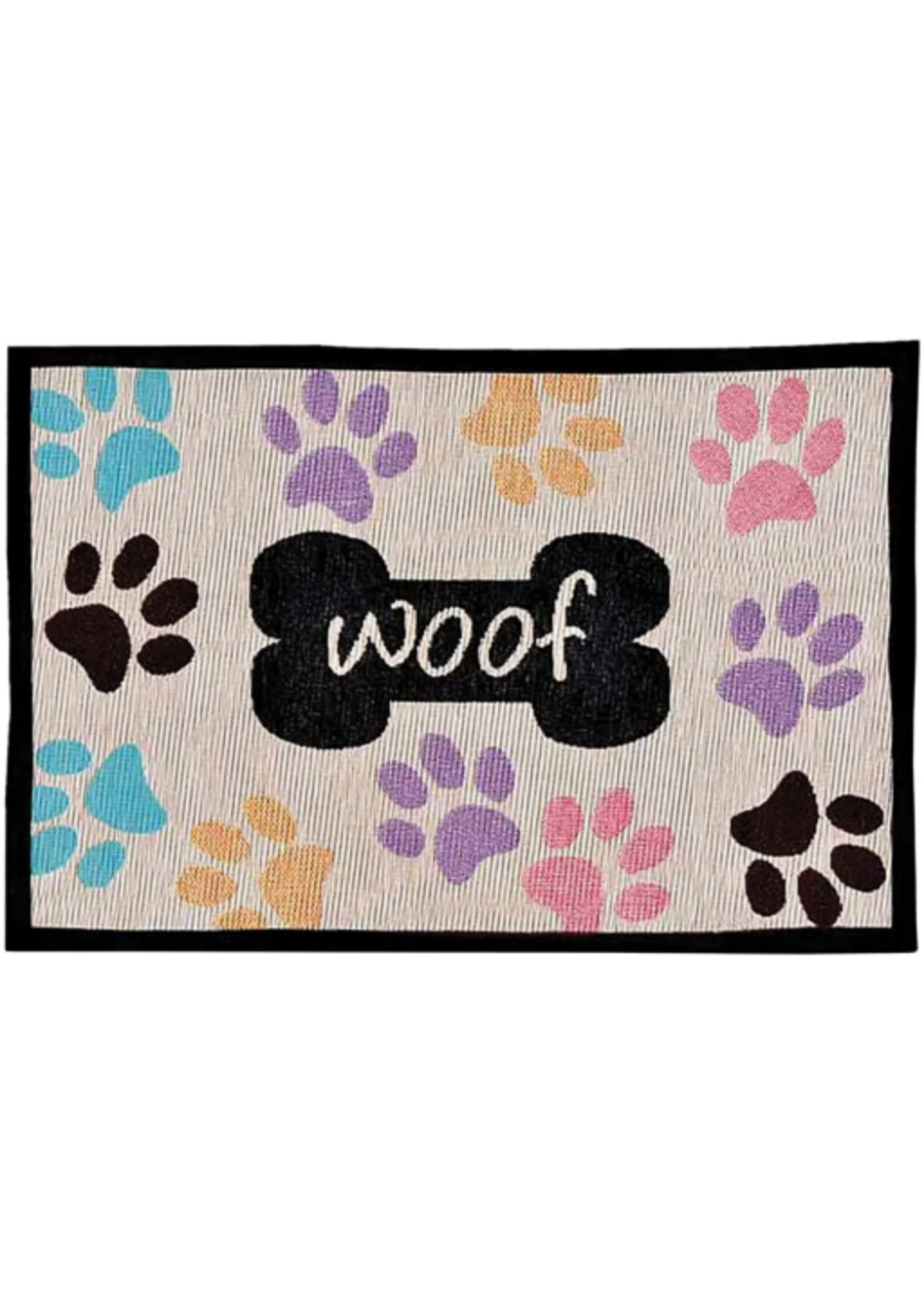 Loving Pets Loving Pets Bella Fashion Mats 12.75 X19 -Woof With Multi Paws
