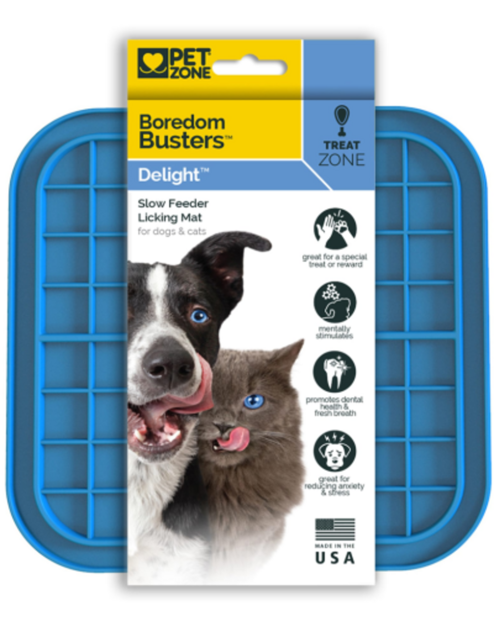 Pet Zone PET Zone Boredom Busters Delight Slow Feeder Licking Mat for Dogs & Cats  Small/Medium